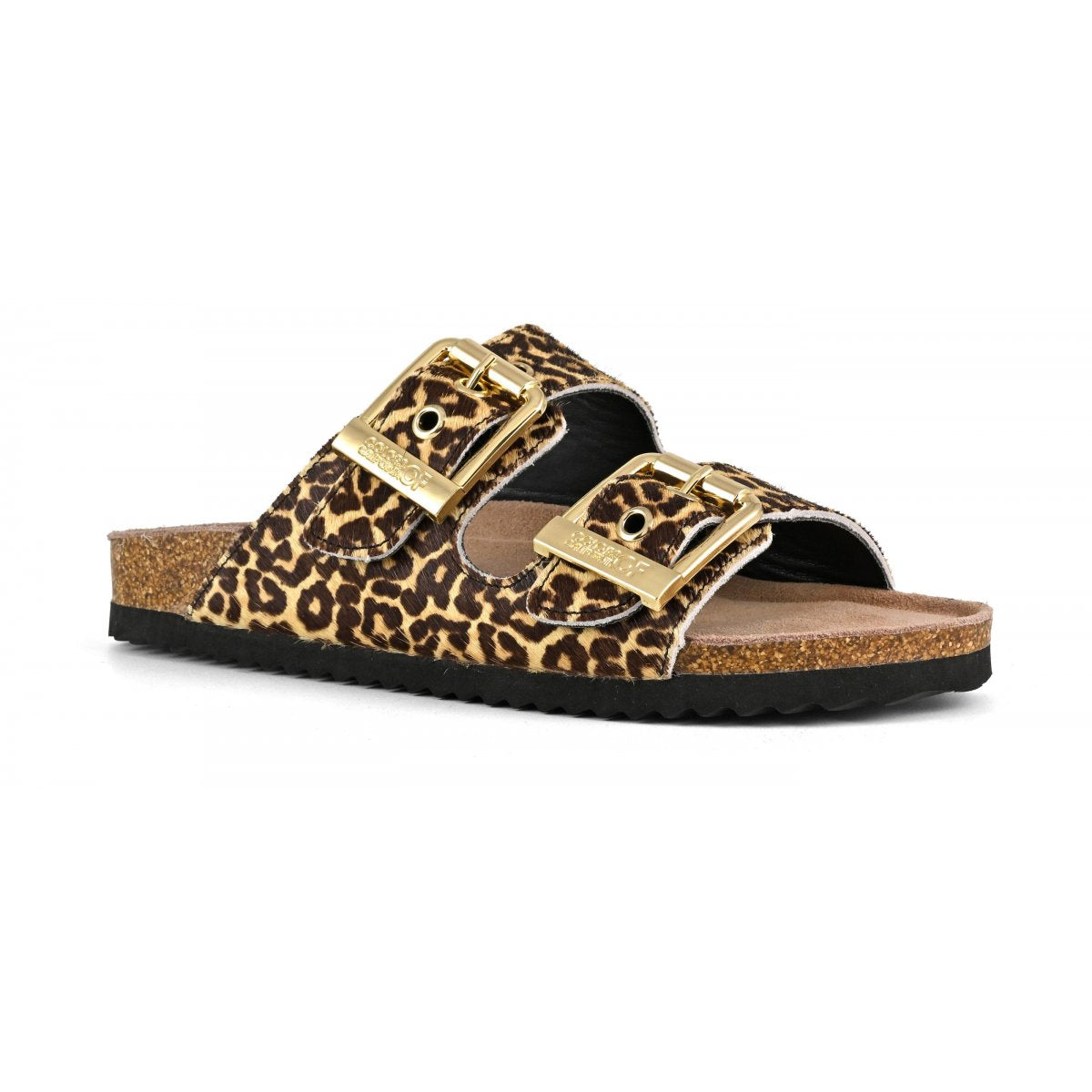 Colors Of California ciabatta donna in cavallino leopardato con due fasce