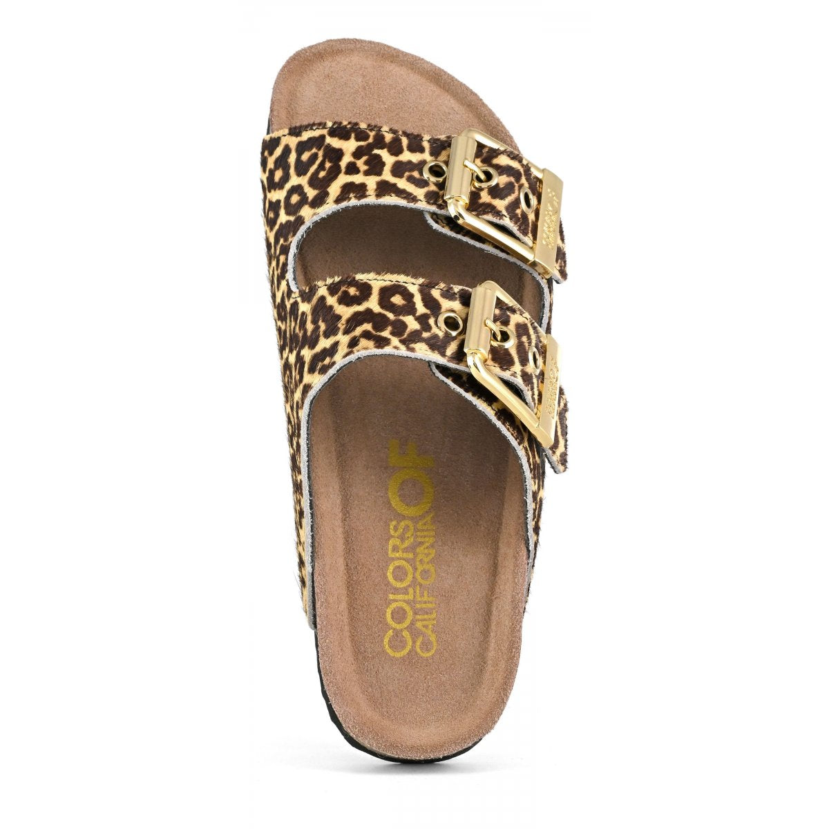 Colors Of California ciabatta donna in cavallino leopardato con due fasce