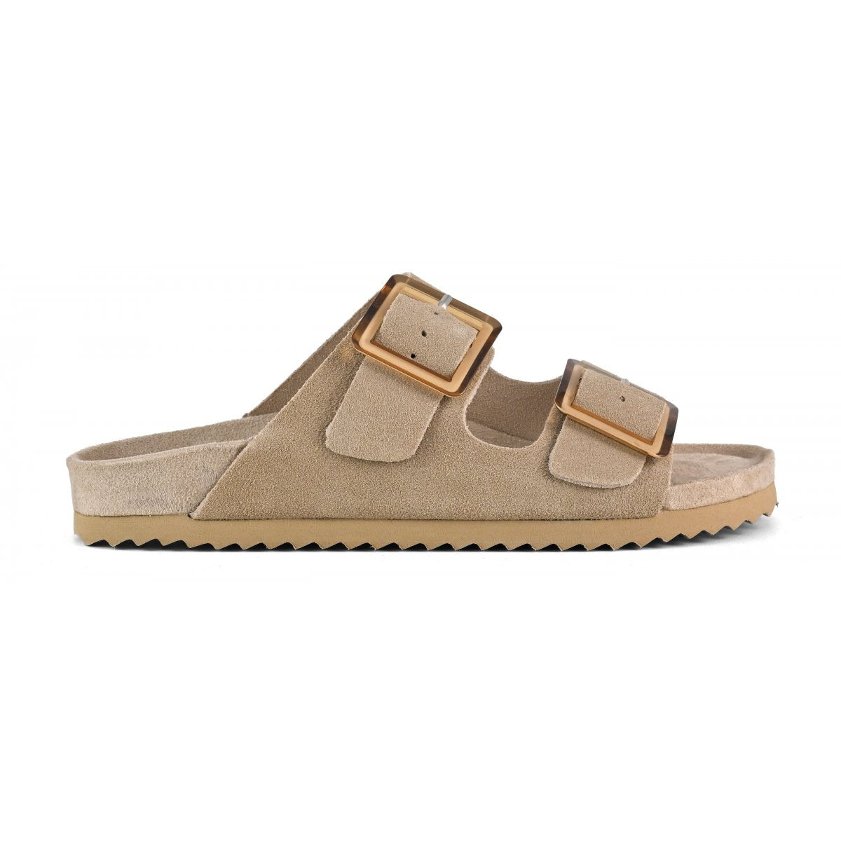 Colors Of California ciabatta donna in suede tortora con due fasce