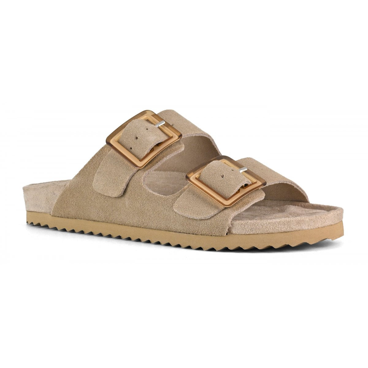 Colors Of California ciabatta donna in suede tortora con due fasce