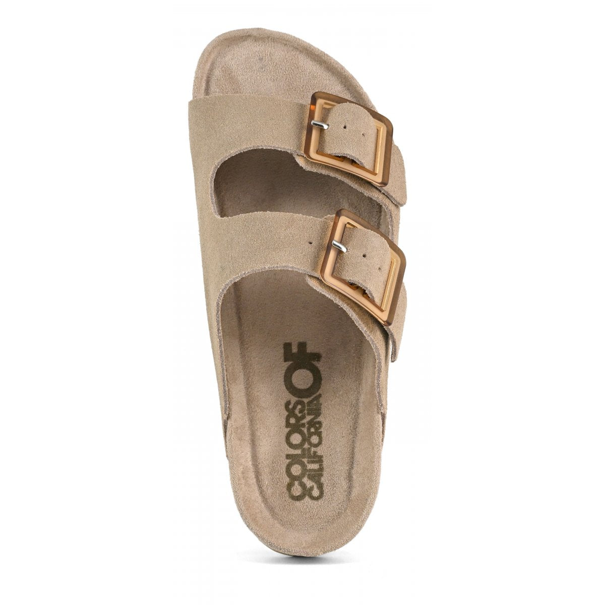 Colors Of California ciabatta donna in suede tortora con due fasce