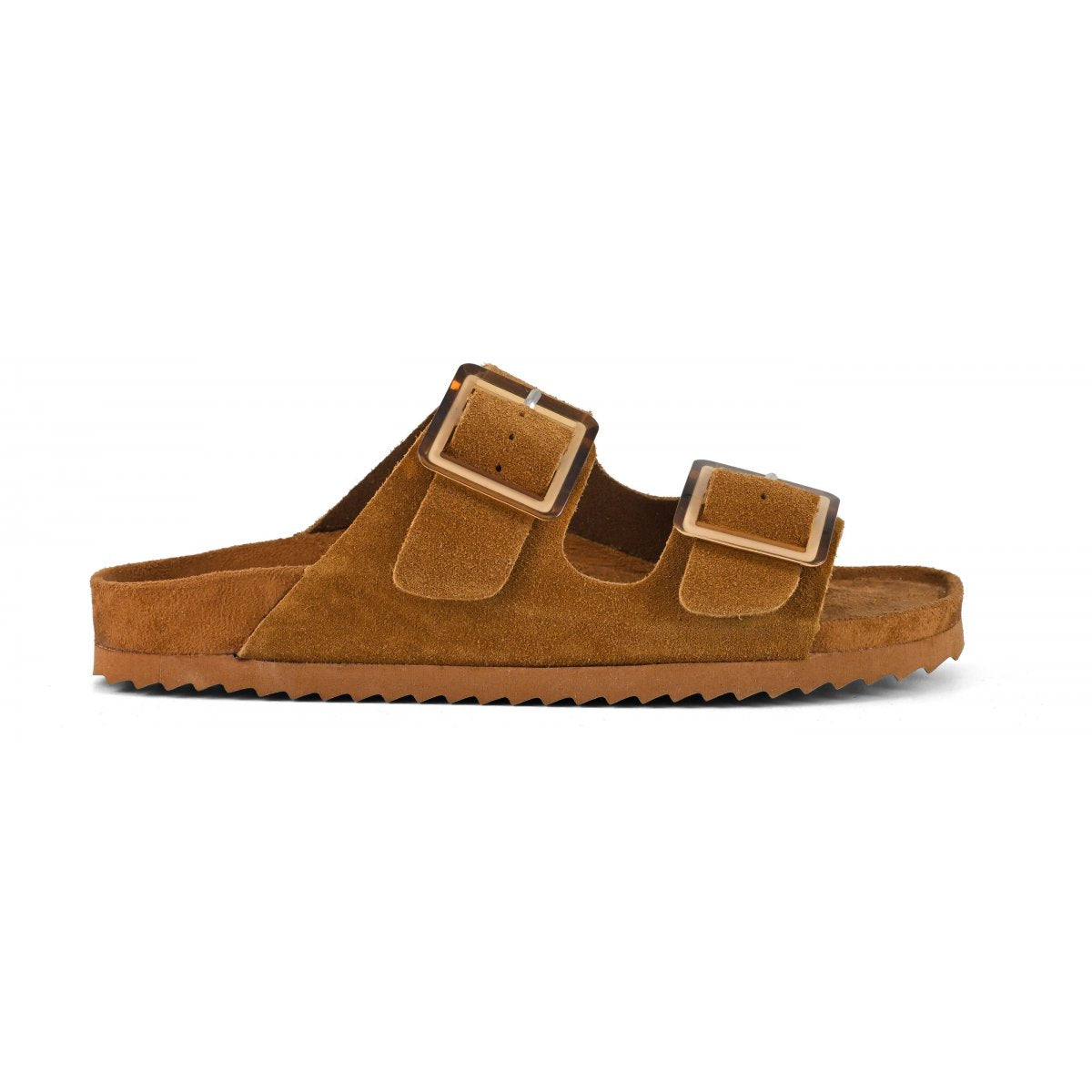 Colors Of California ciabatta donna in suede cuoio con due fasce e fibbie