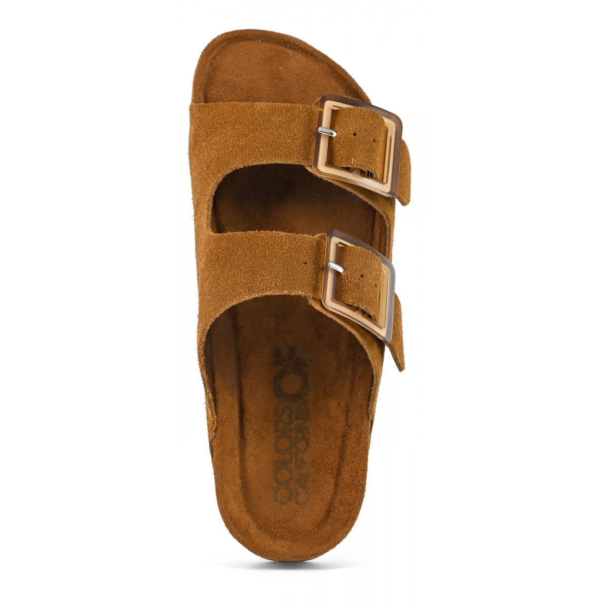 Colors Of California ciabatta donna in suede cuoio con due fasce e fibbie