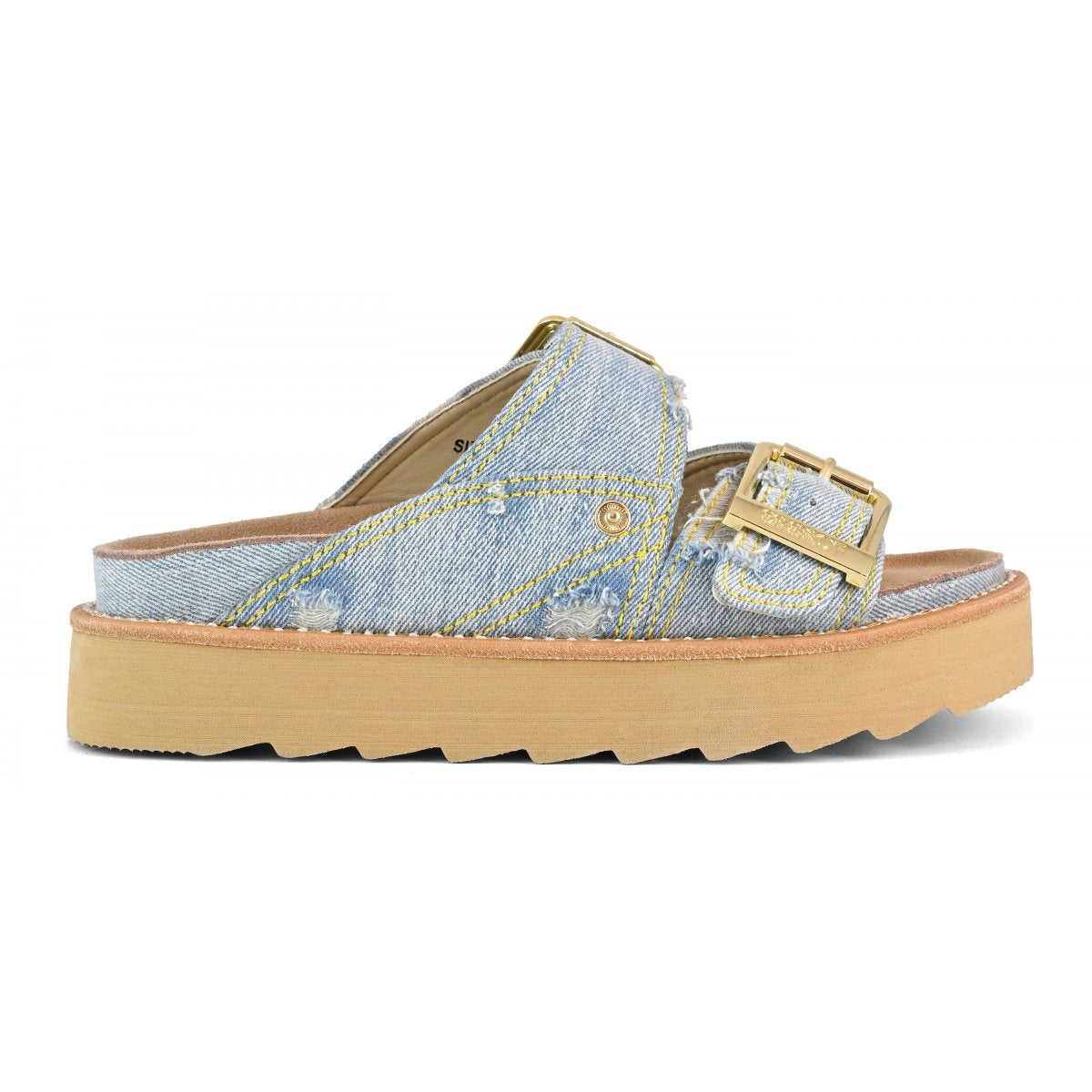 Colors Of California ciabatta donna in denim chiaro con doppia fibbia