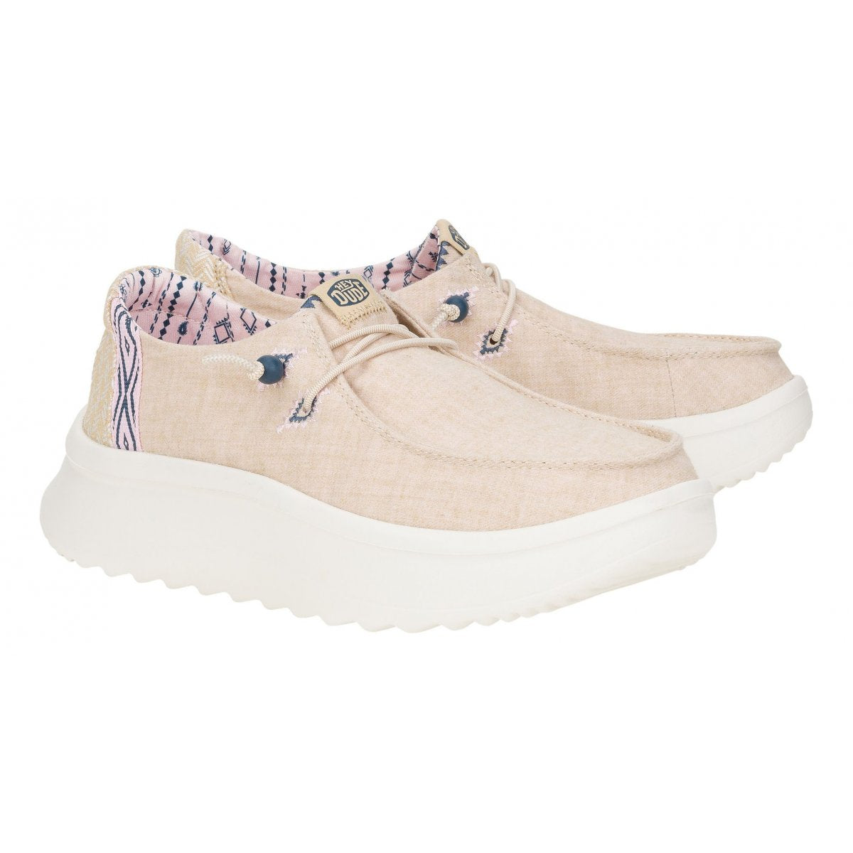 HEY DUDE scarpa donna in chambrey colore tan ed elastici con perline
