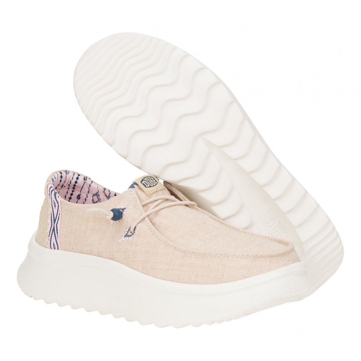 HEY DUDE scarpa donna in chambrey colore tan ed elastici con perline