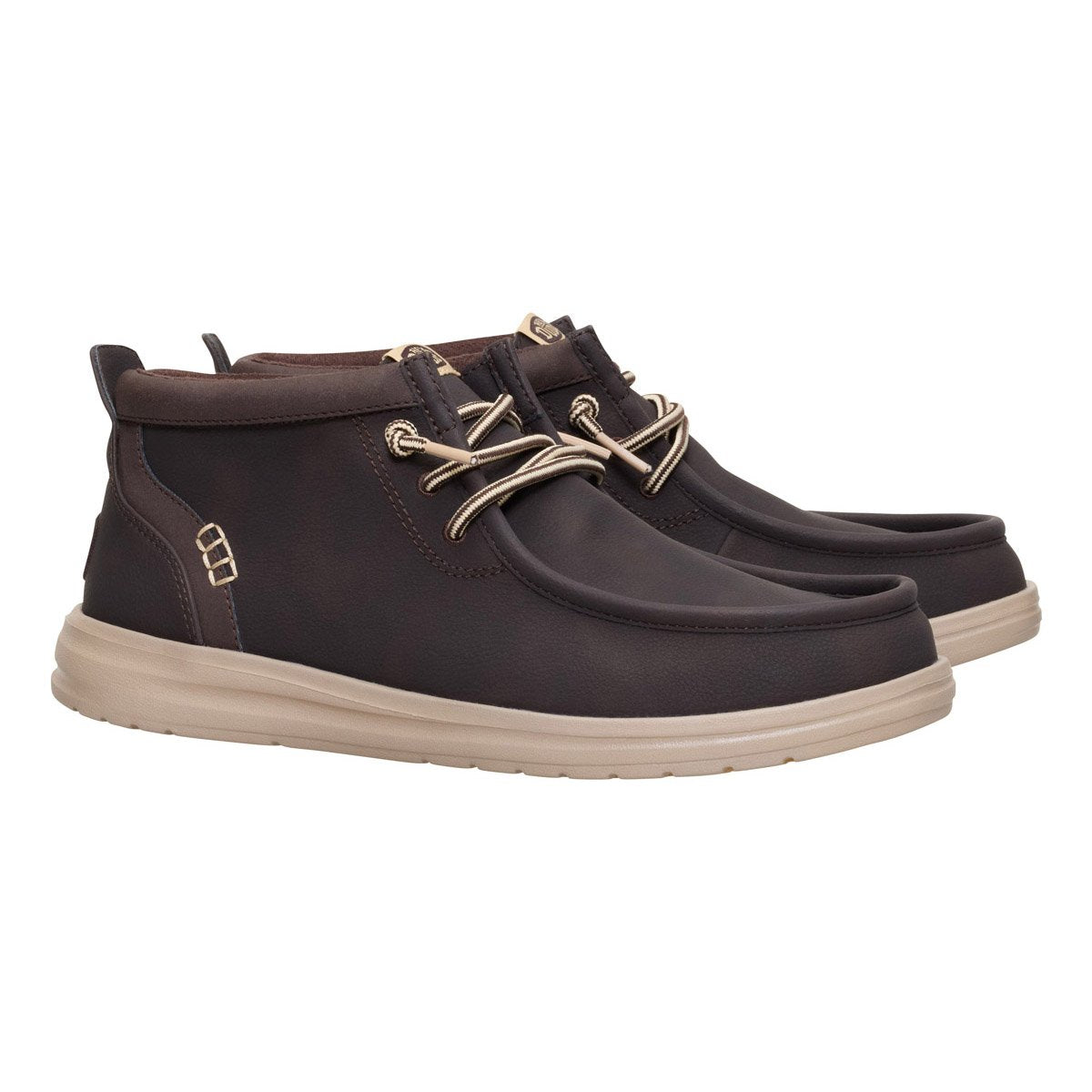 HEY DUDE Scarpa da uomo sintetico con lacci elasticizzati marrone