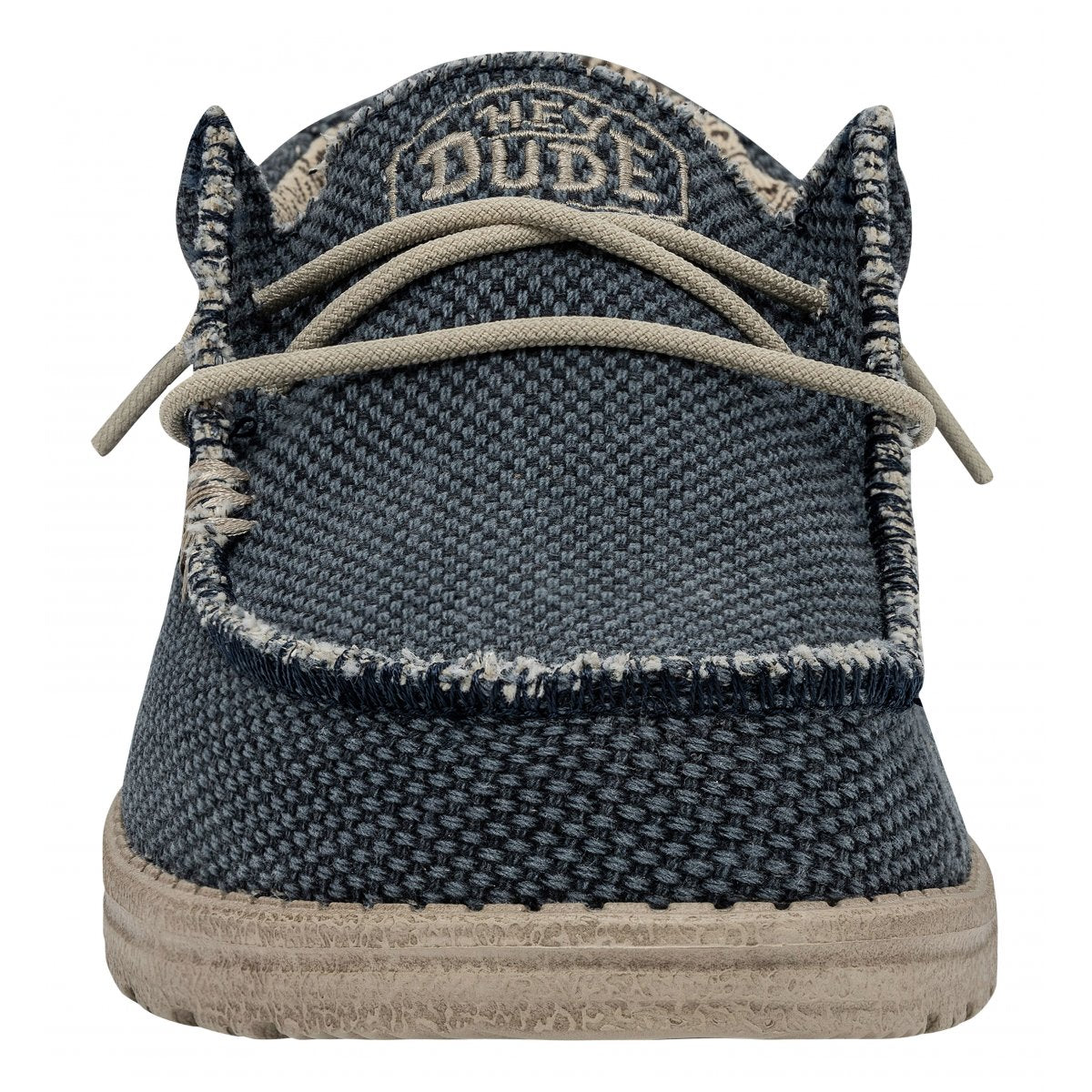 Hey Dude mocassino uomo cotone blu con dettagli fluo e beige