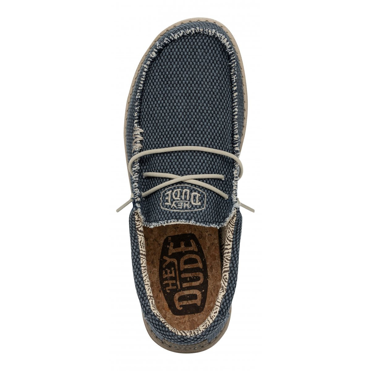 Hey Dude mocassino uomo cotone blu con dettagli fluo e beige
