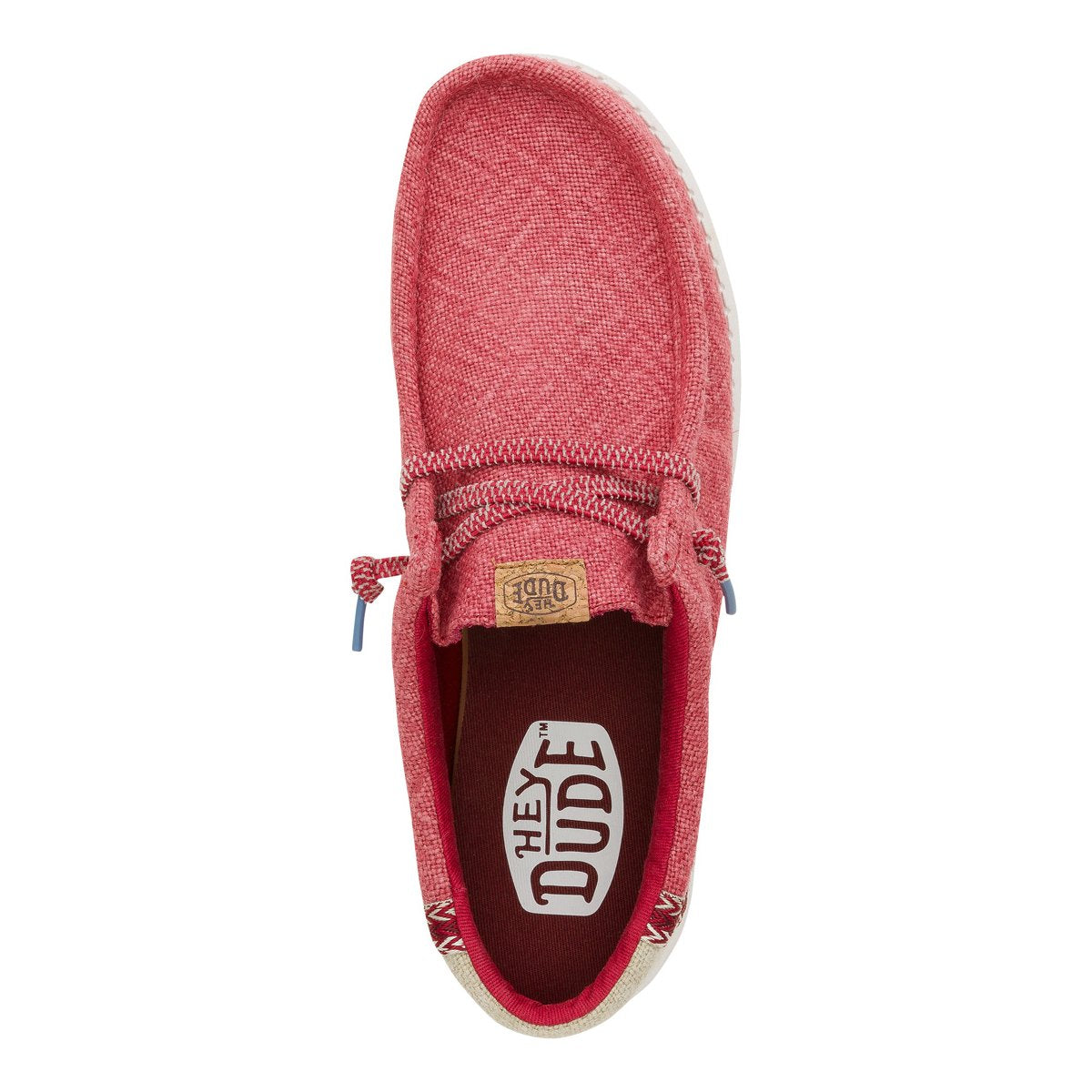 Hey Dude mocassino uomo in tessuto rosso con lacci elastici