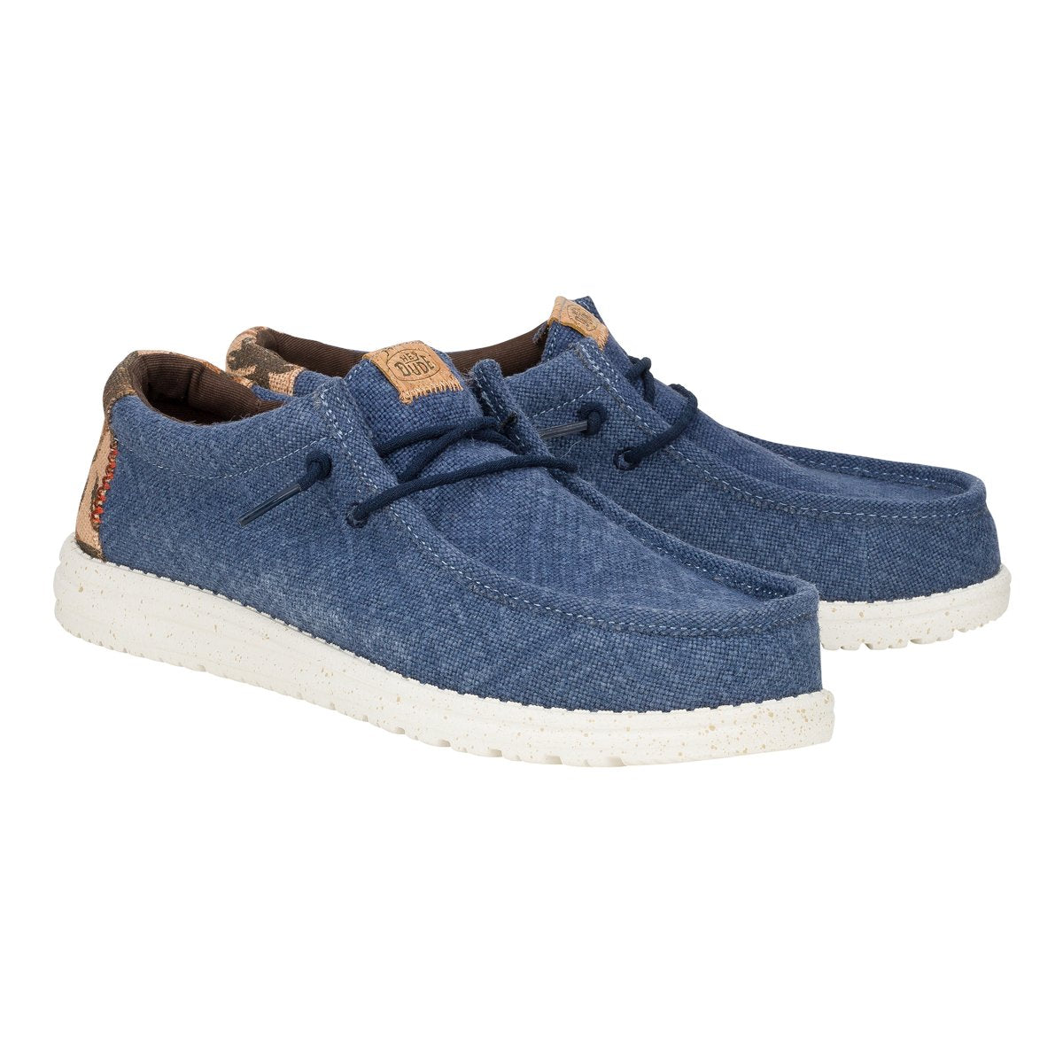 HEY DUDE mocassino uomo in tessuto colore navy con dettaglio fantasia sul tallone