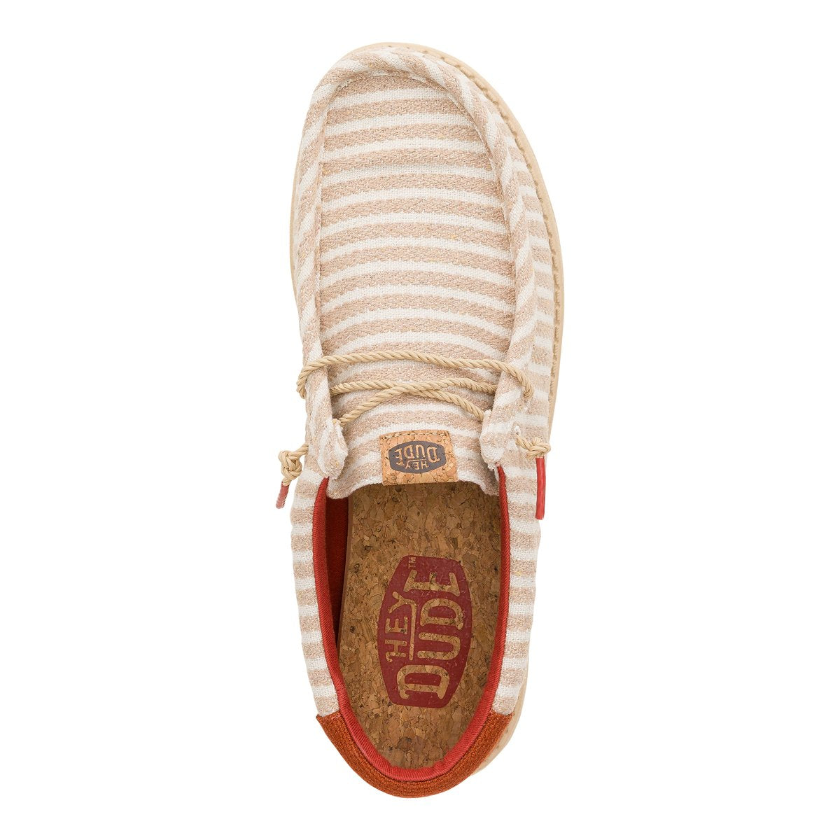 Hey Dude mocassino uomo in tessuto a righe con tallone rosso