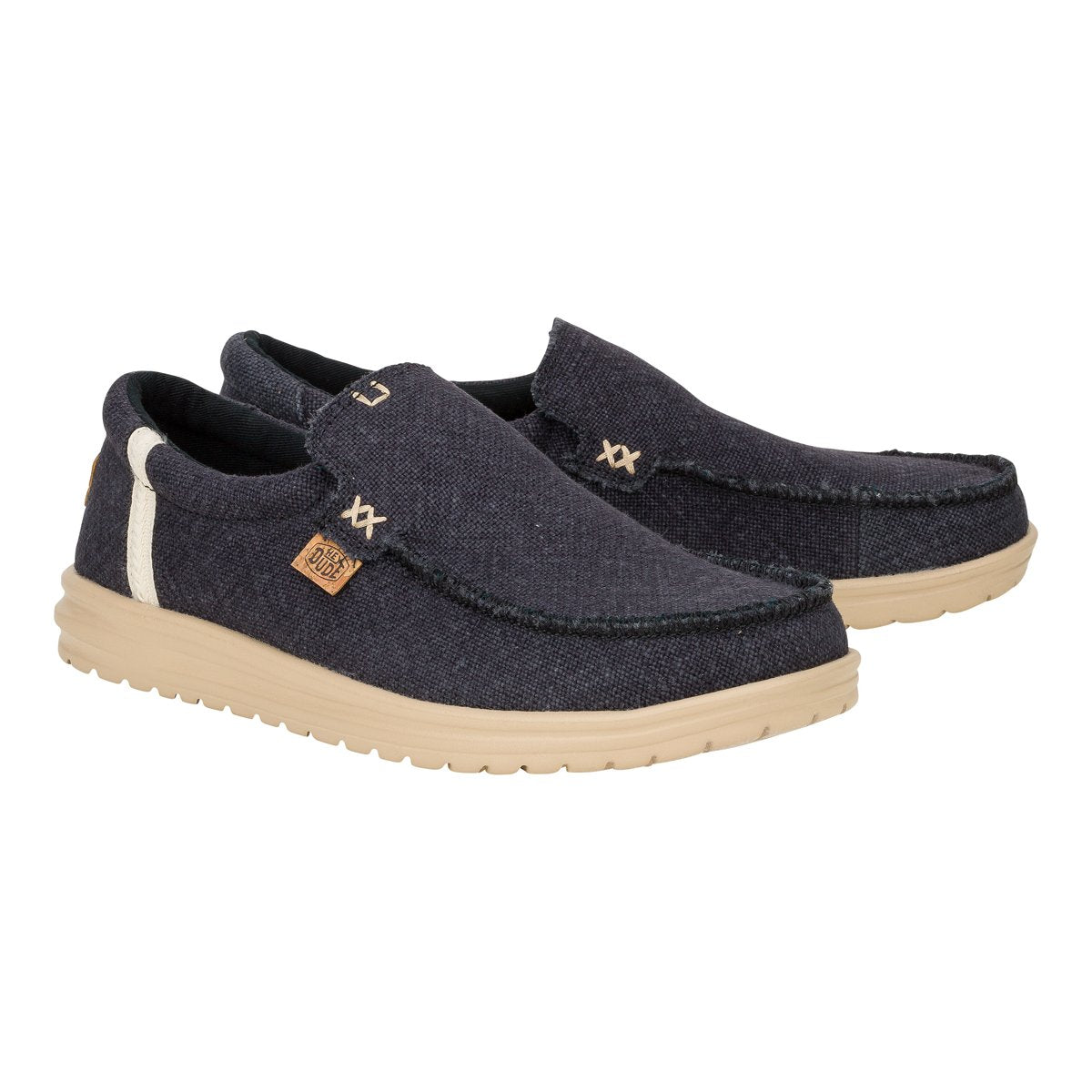 HEY DUDE mocassino uomo in tessuto colore nero con dettagli a contrasto crema