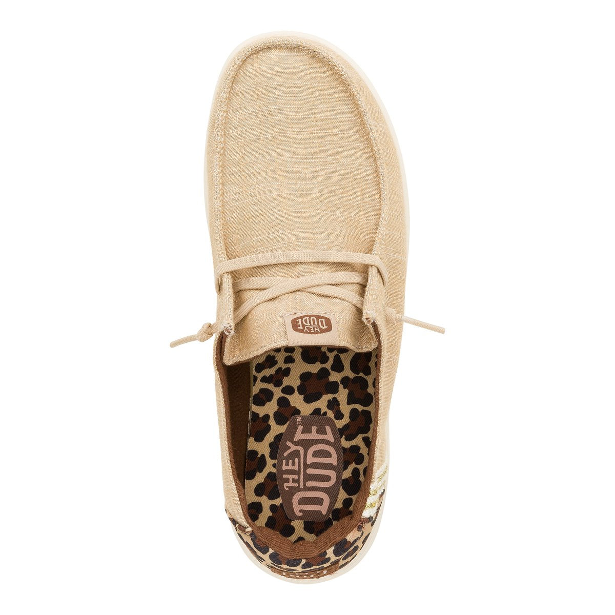 Hey Dude mocassino donna cotone beige e dettagli animalier