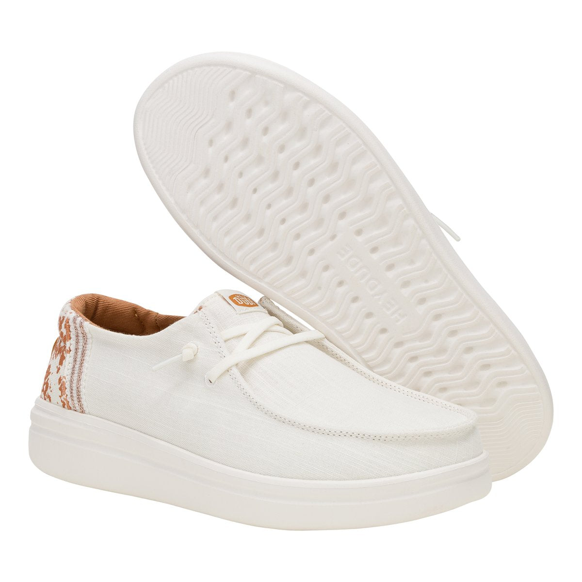 Hey Dude mocassino donna in cotone bianco con tallone animalier