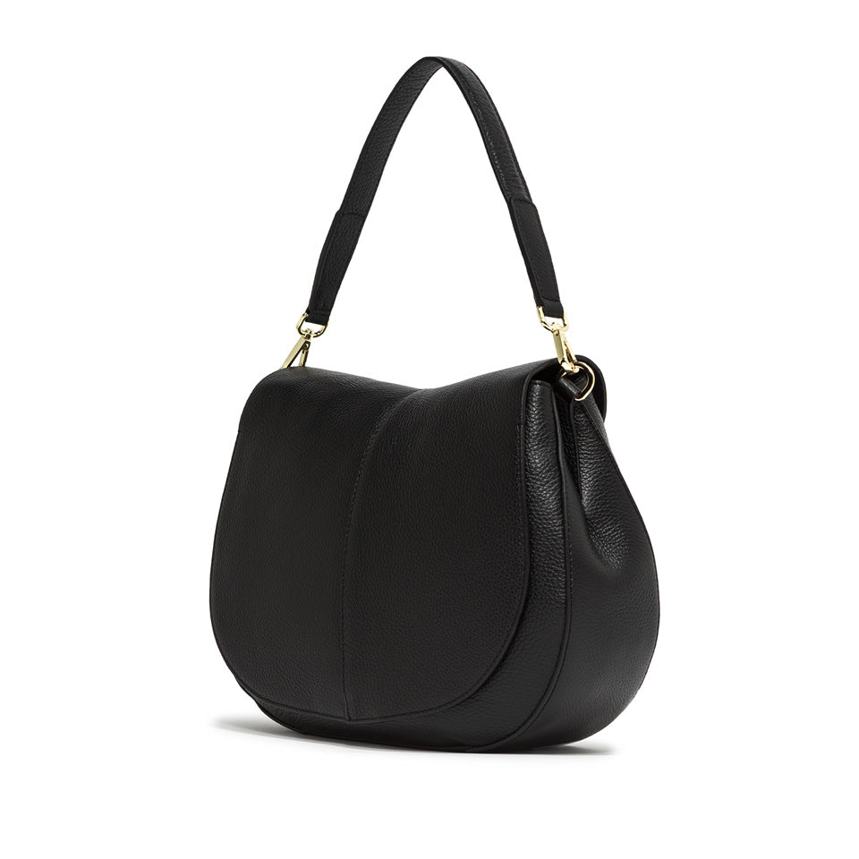 Borsa realizzata in pelle martellata nera