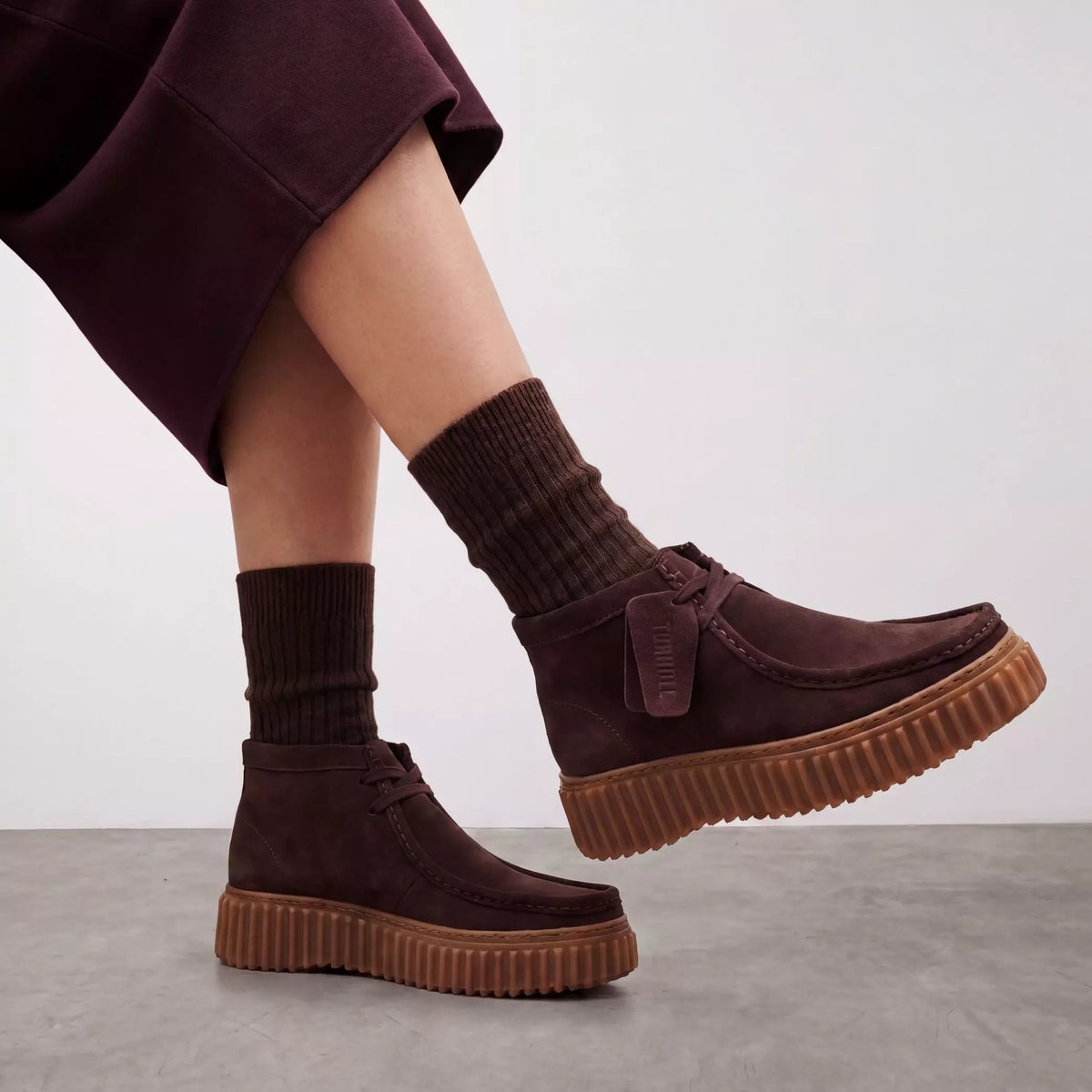 CLARKS STIVALETTI ALLACCIATO THORILL MOSS MARRONE SCURO