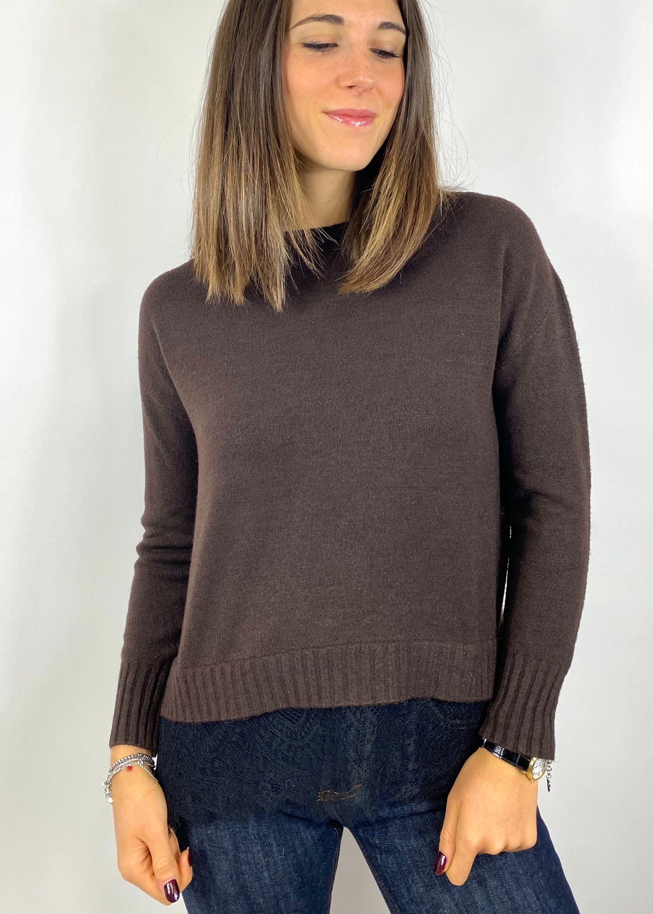 SUSY MIX MAGLIA CON INSERTI IN PIZZO MORO