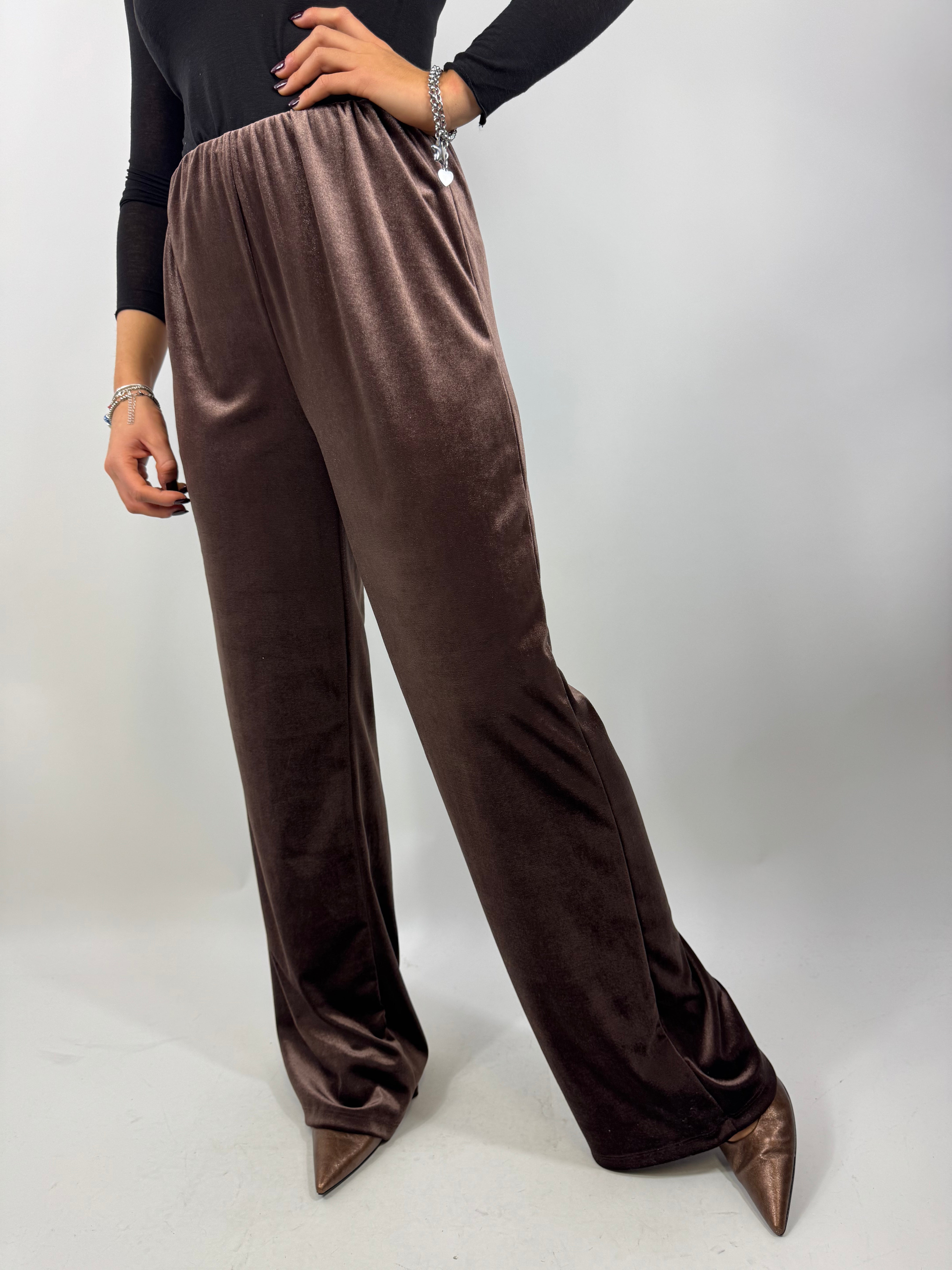 CECILE PANTALONI VELLUTO MARRONE