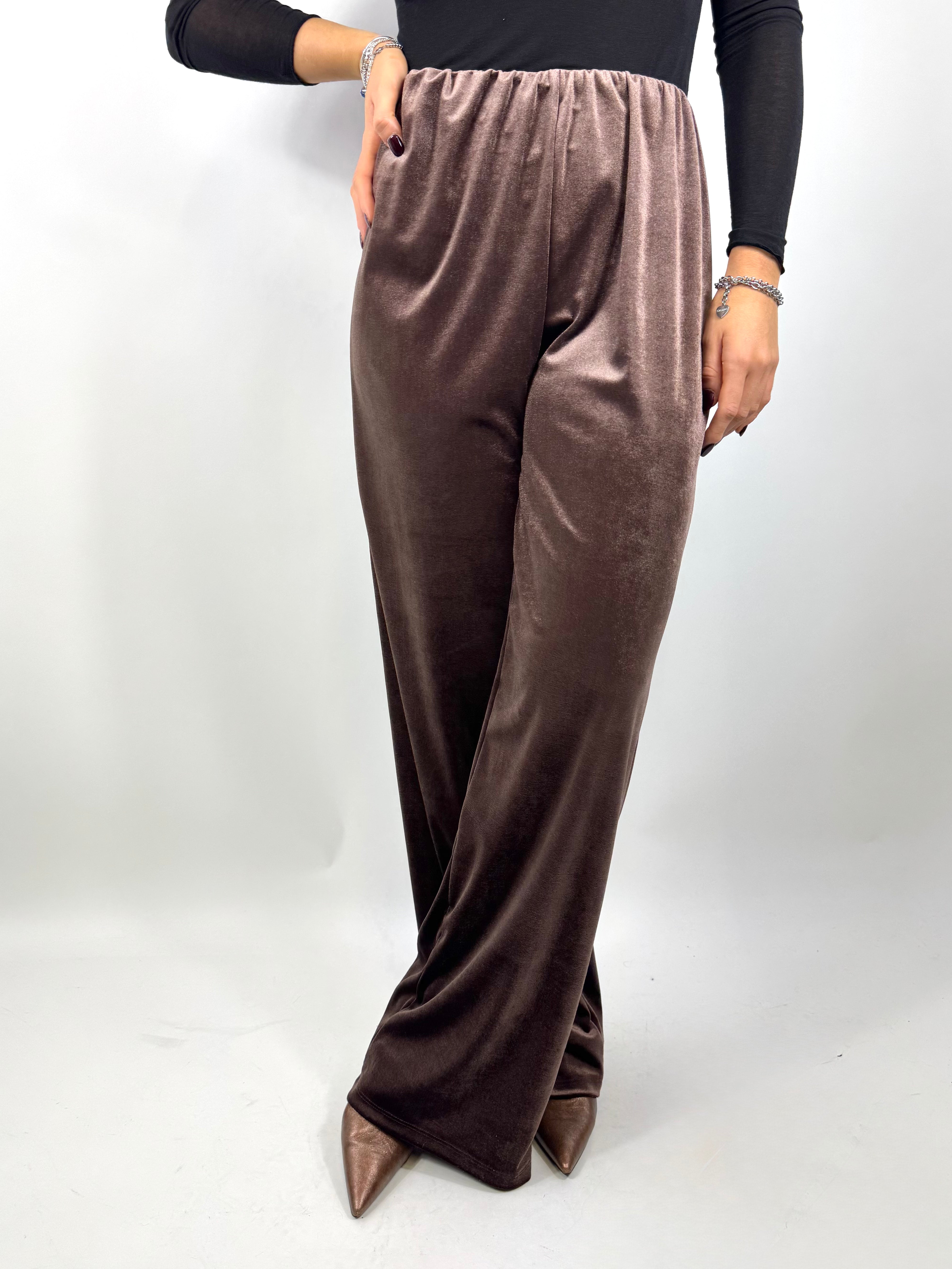 CECILE PANTALONI VELLUTO MARRONE