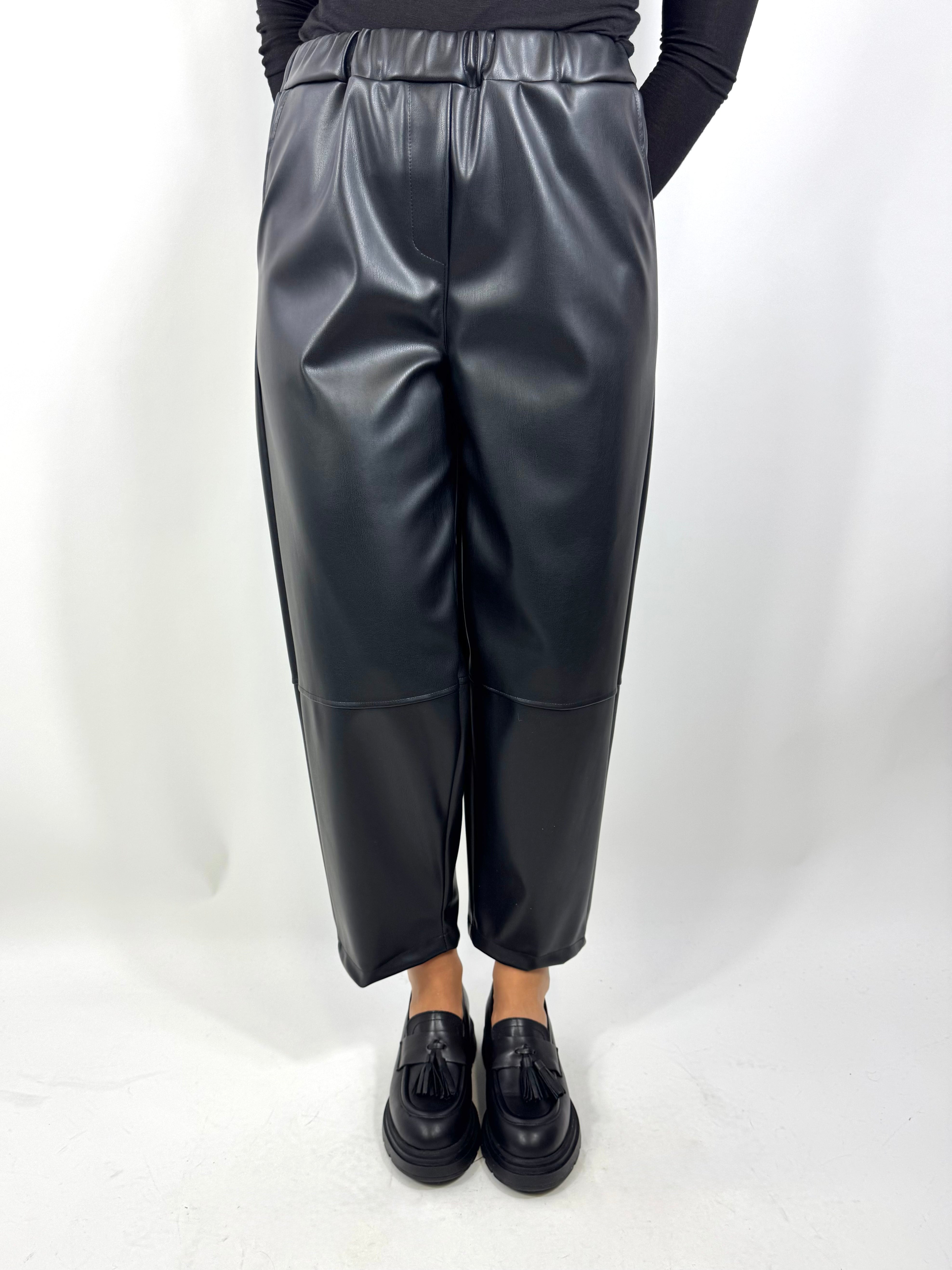 CECILE PANTALONE ECOPELLE NERO