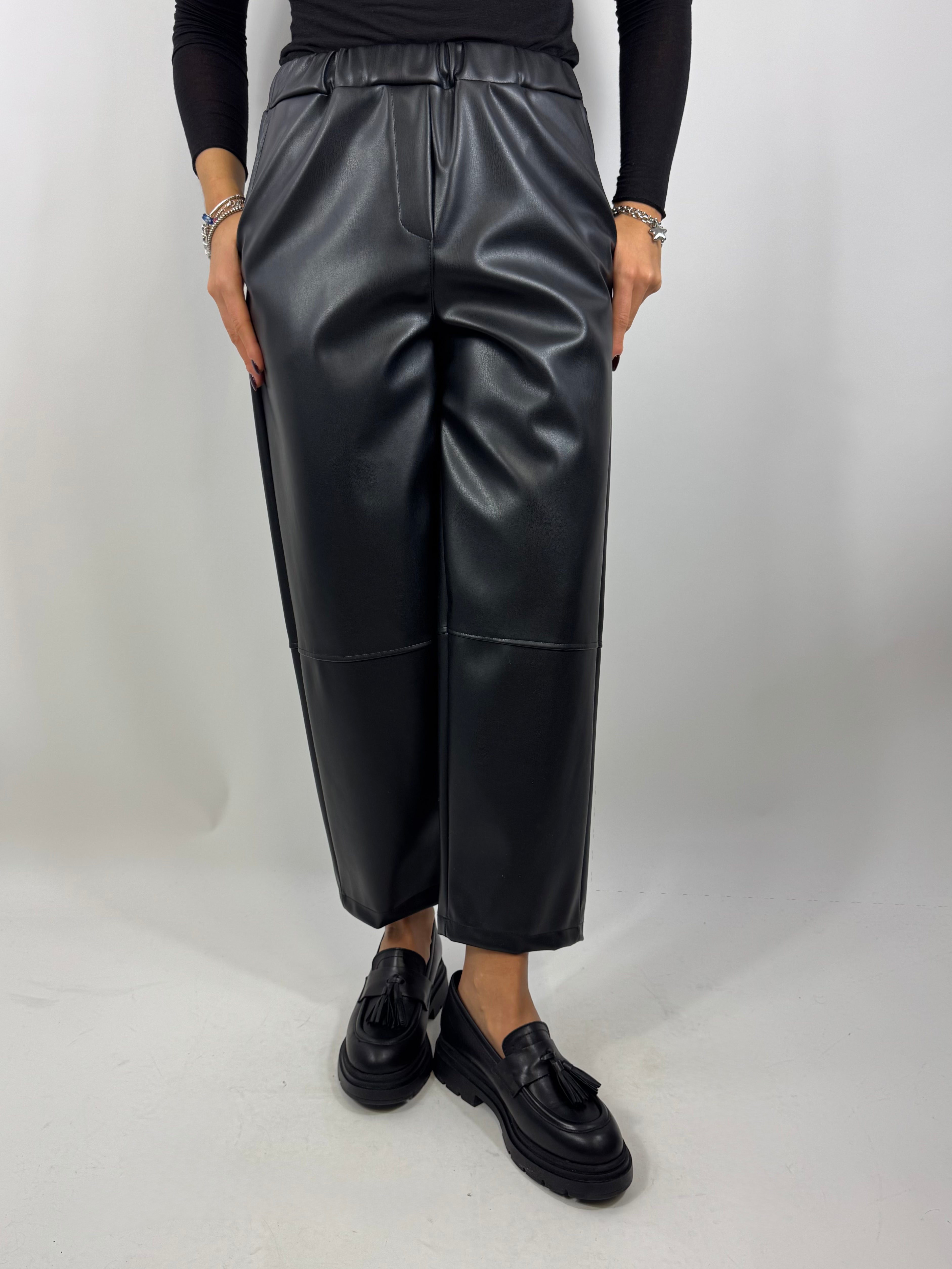 CECILE PANTALONE ECOPELLE NERO