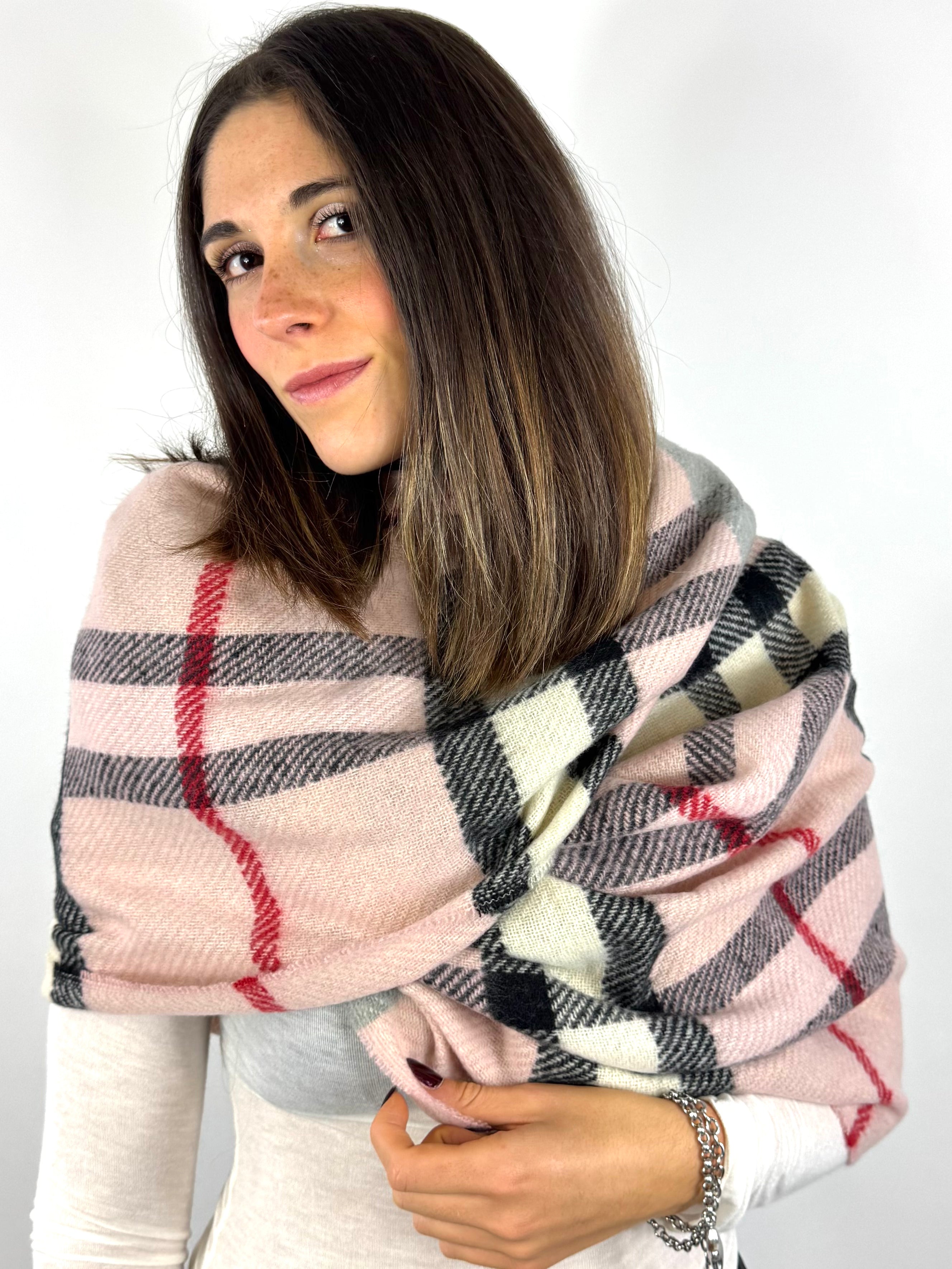 SUSY MIX SCIARPA QUADRI ROSA