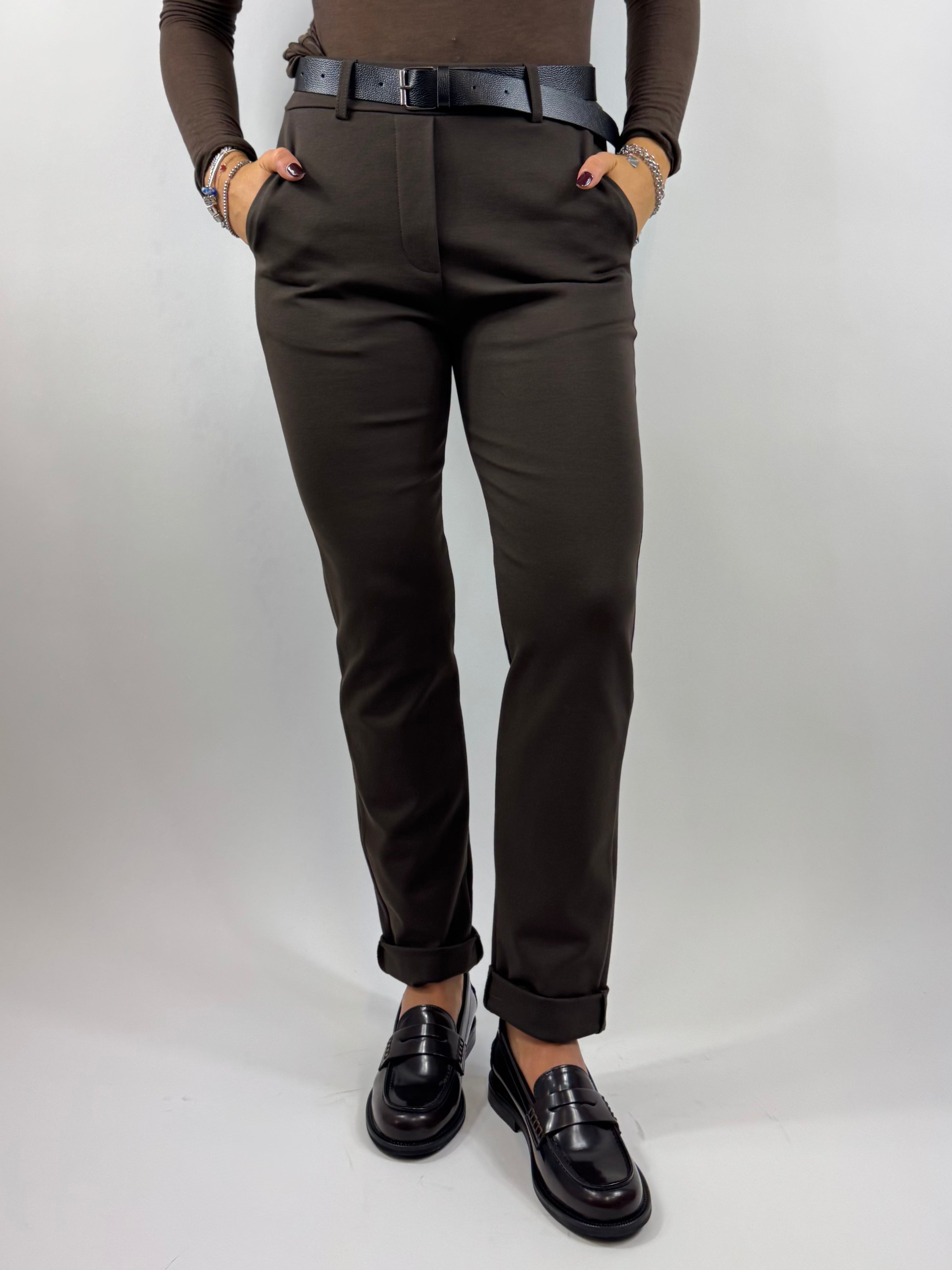 SUSY MIX PANTALONE GAMBA DIRITTA MORO
