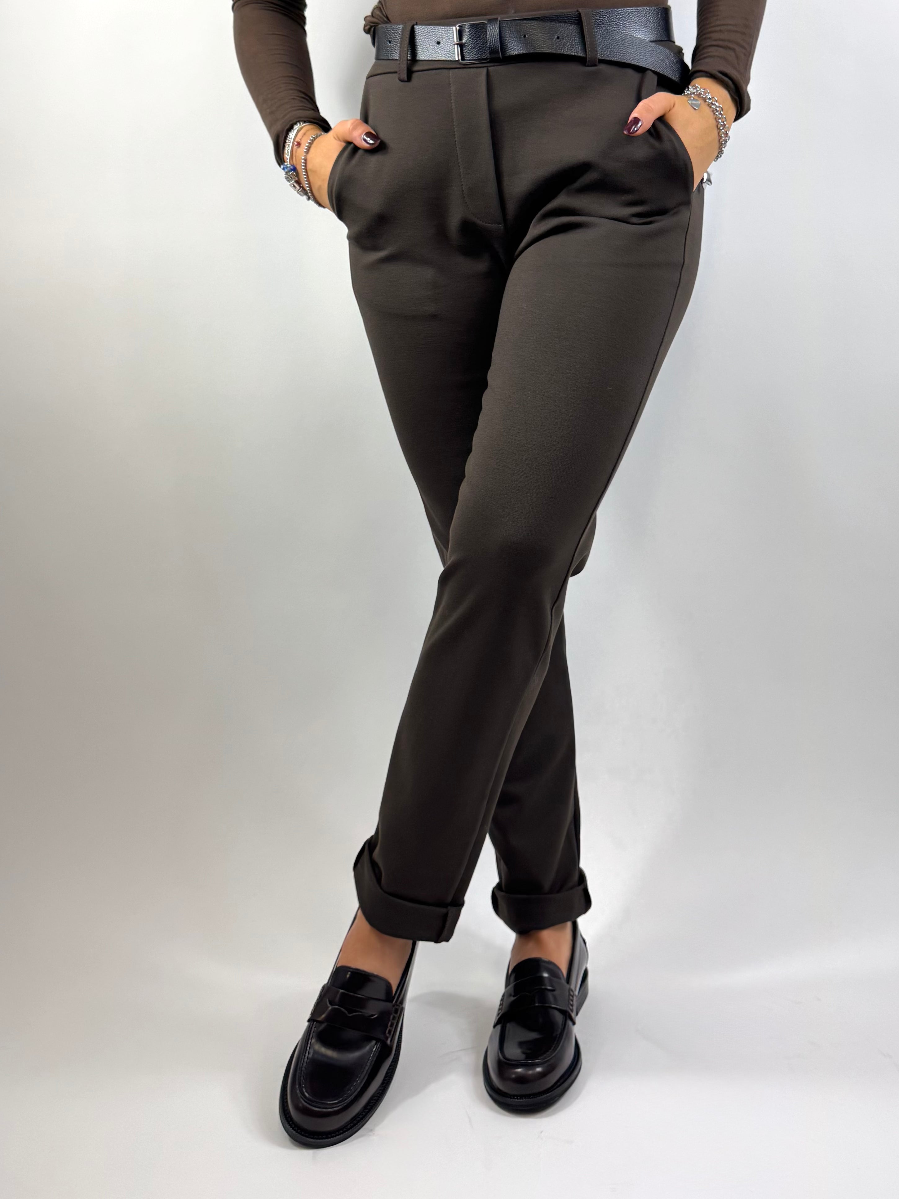SUSY MIX PANTALONE GAMBA DIRITTA MORO