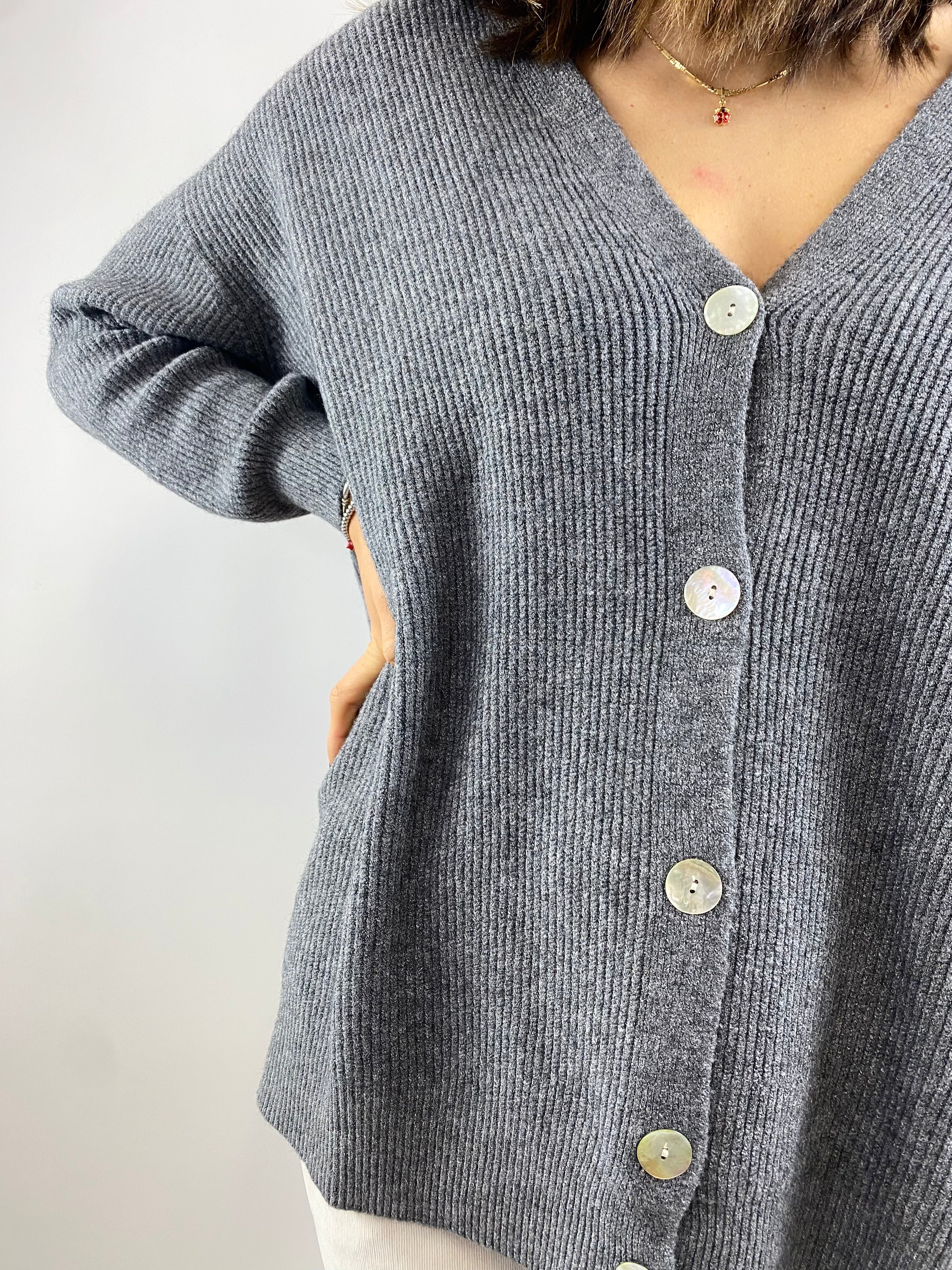SUSY MIX CARDIGAN OVER GRIGIO