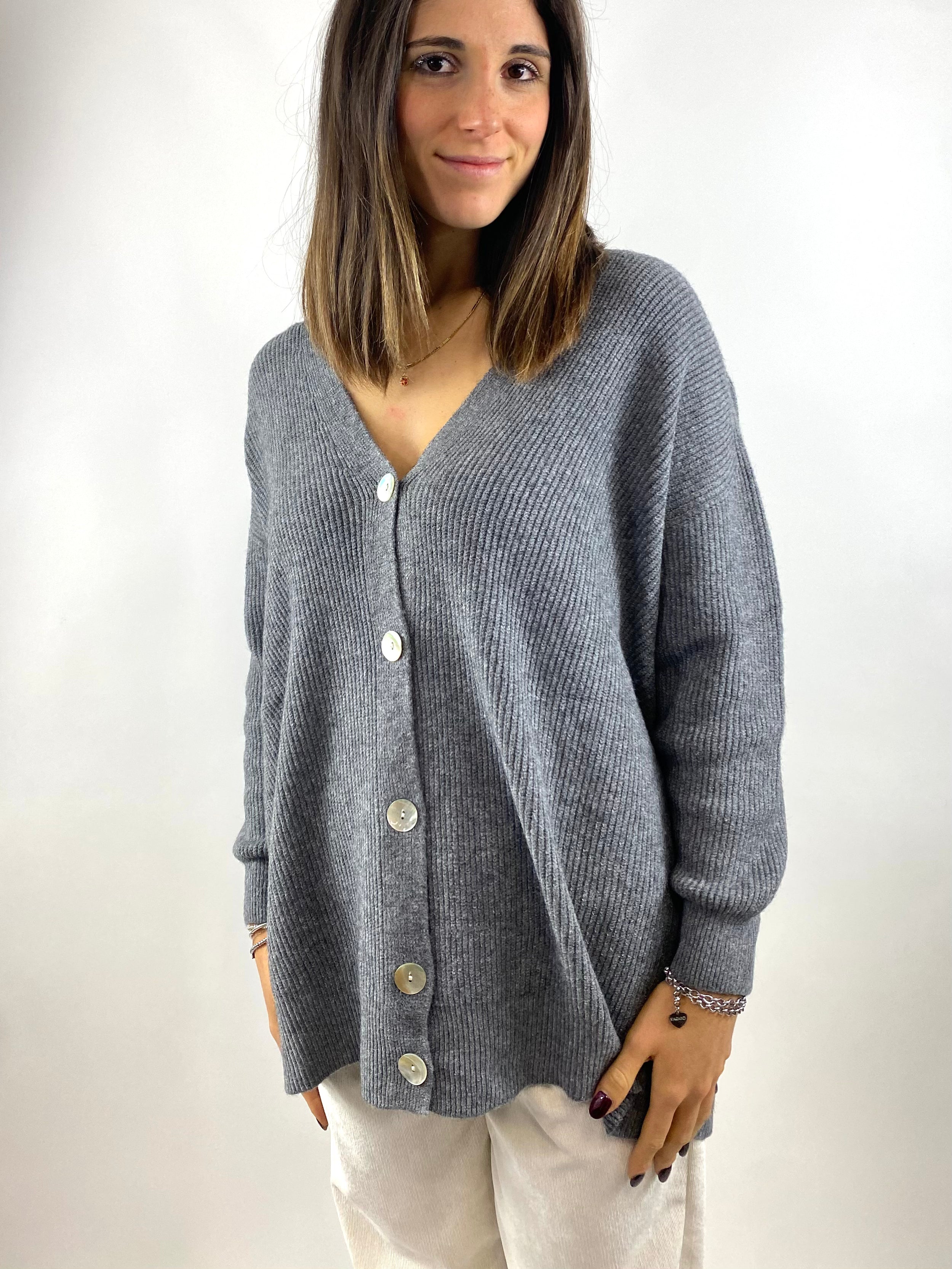 SUSY MIX CARDIGAN OVER GRIGIO
