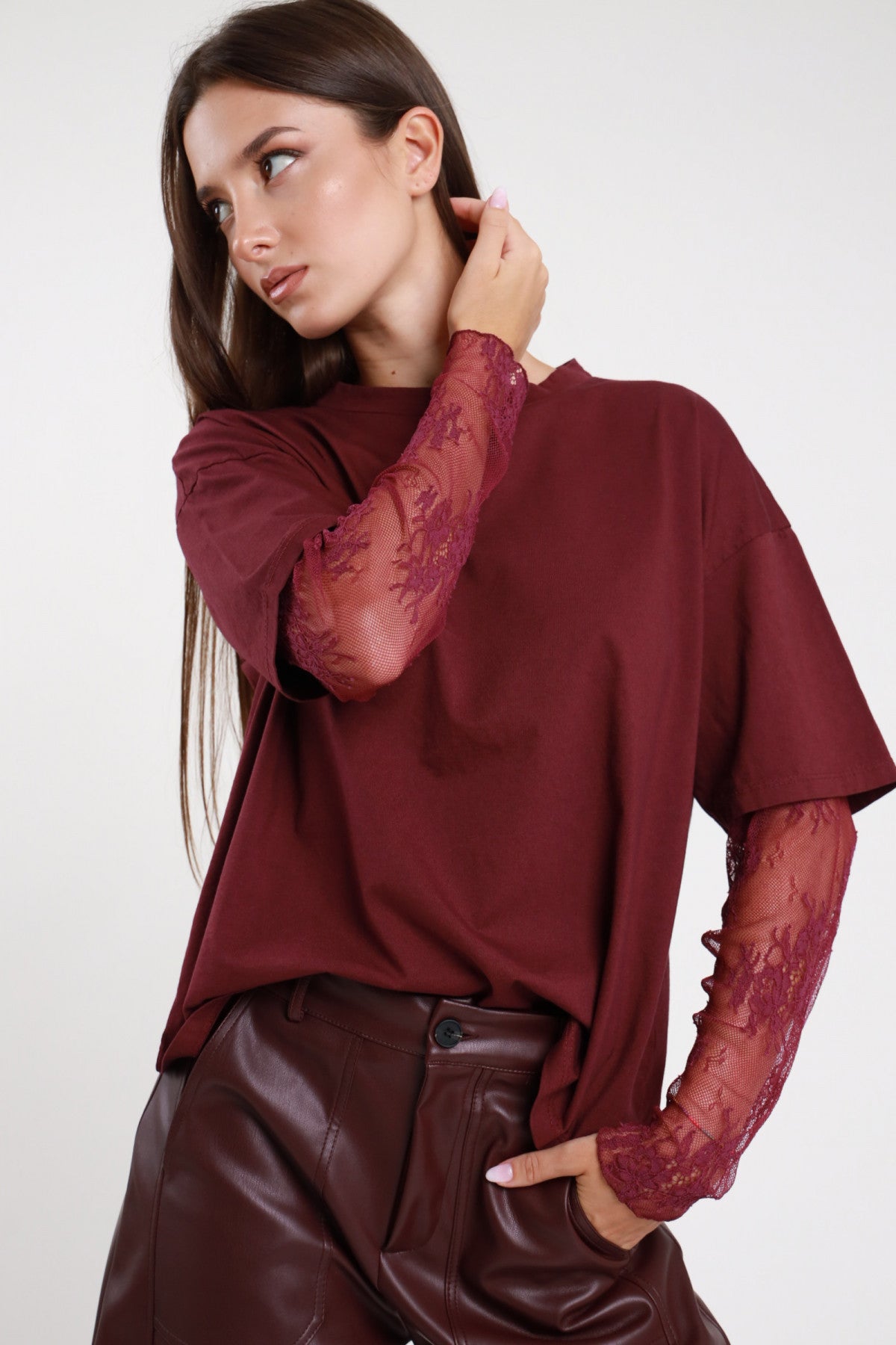 SUSY MIX T-SHIRT MANICA PIZZO BAROLO
