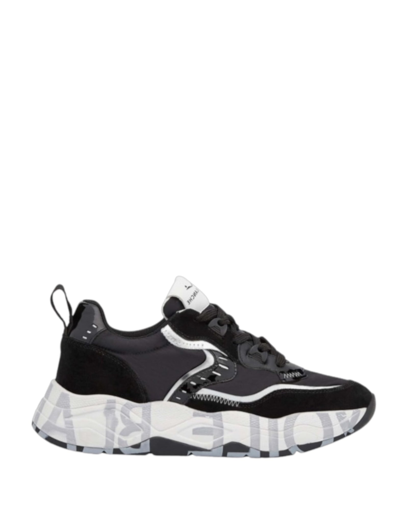 VOILE BLANCHE Sneaker donna dettagli laminati argento nero
