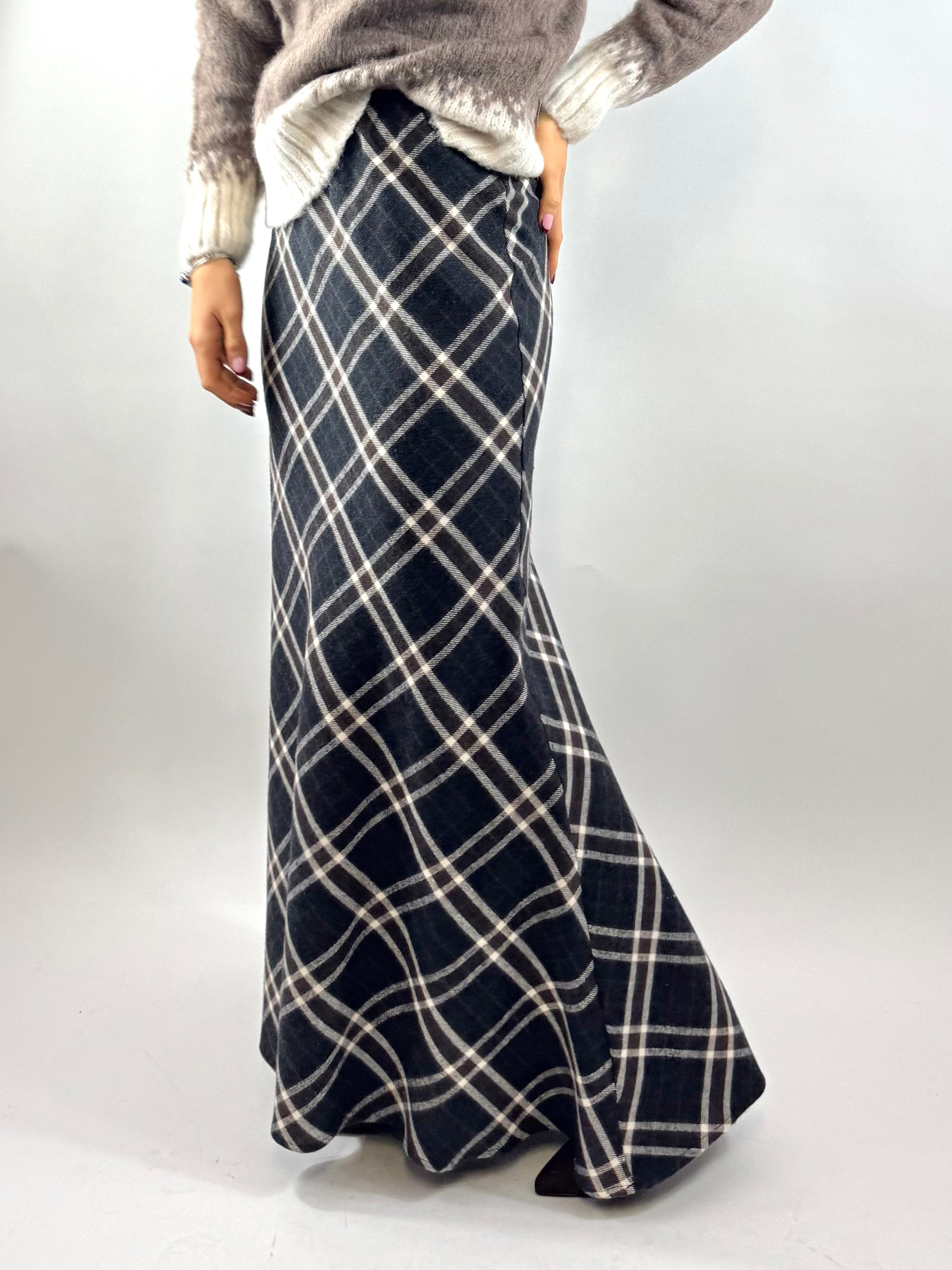 KIKISIX GONNA QUADRI GRIGIO