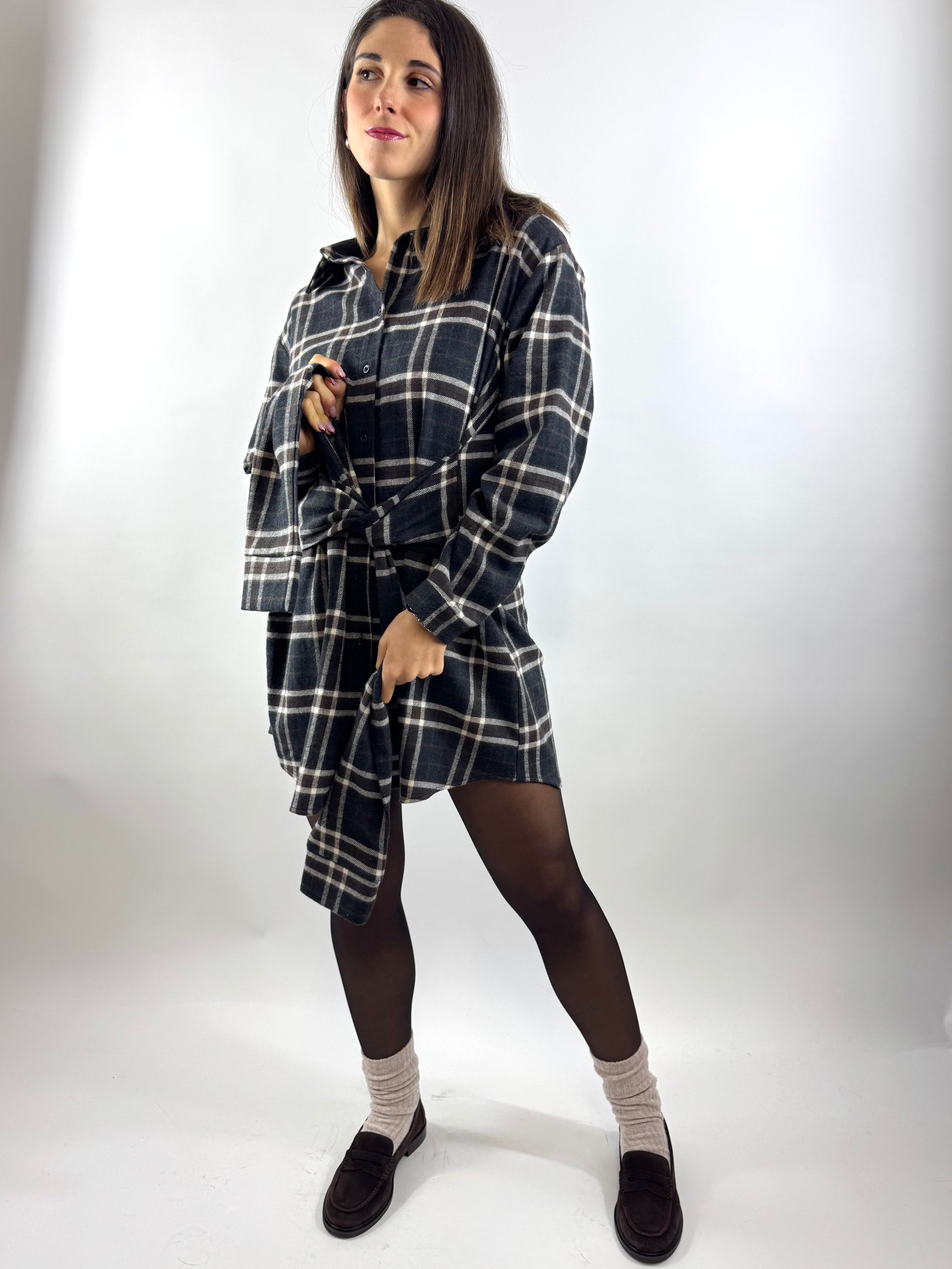 KIKISIX ABITO CHECK GRIGIO