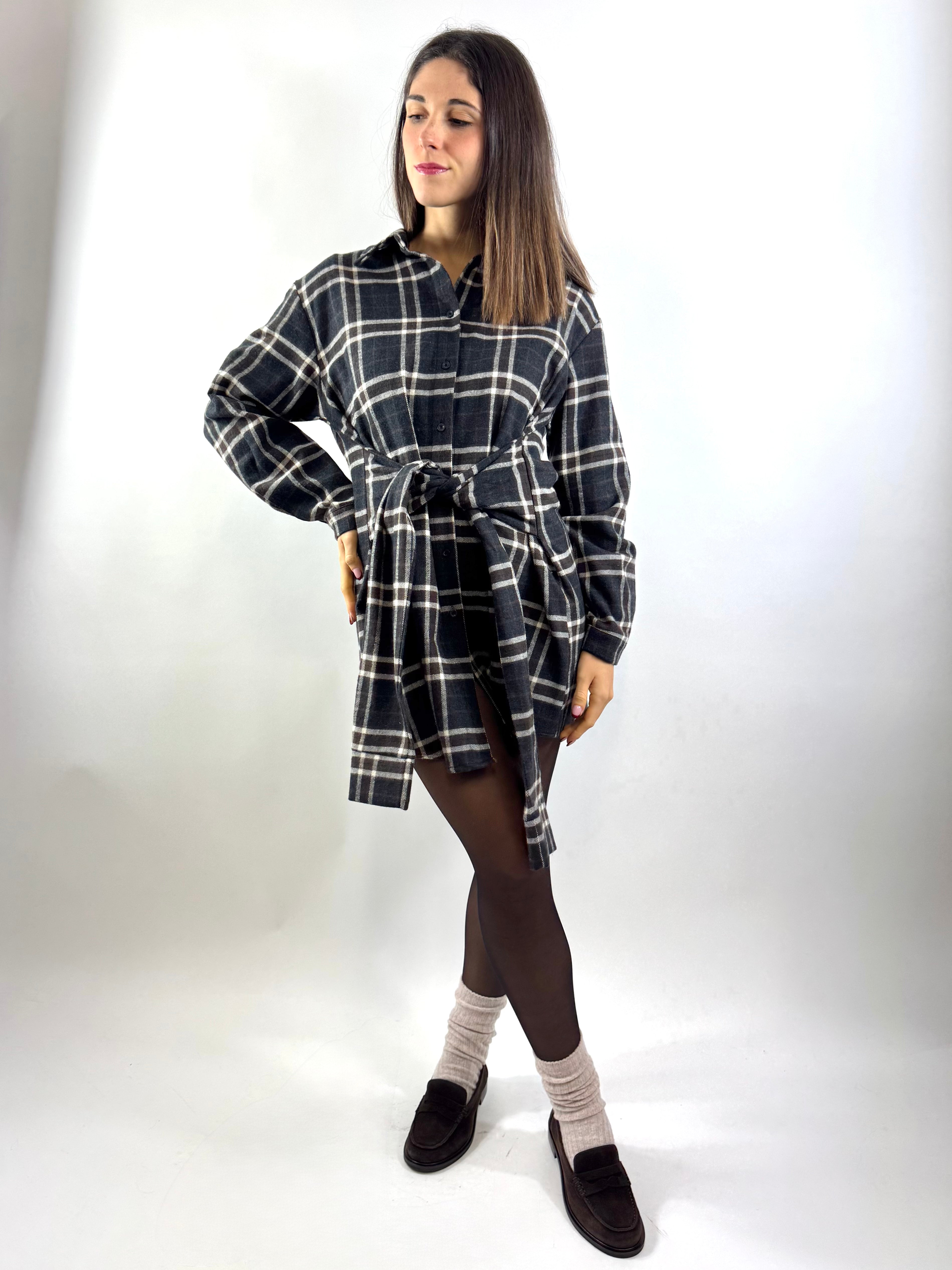 KIKISIX ABITO CHECK GRIGIO