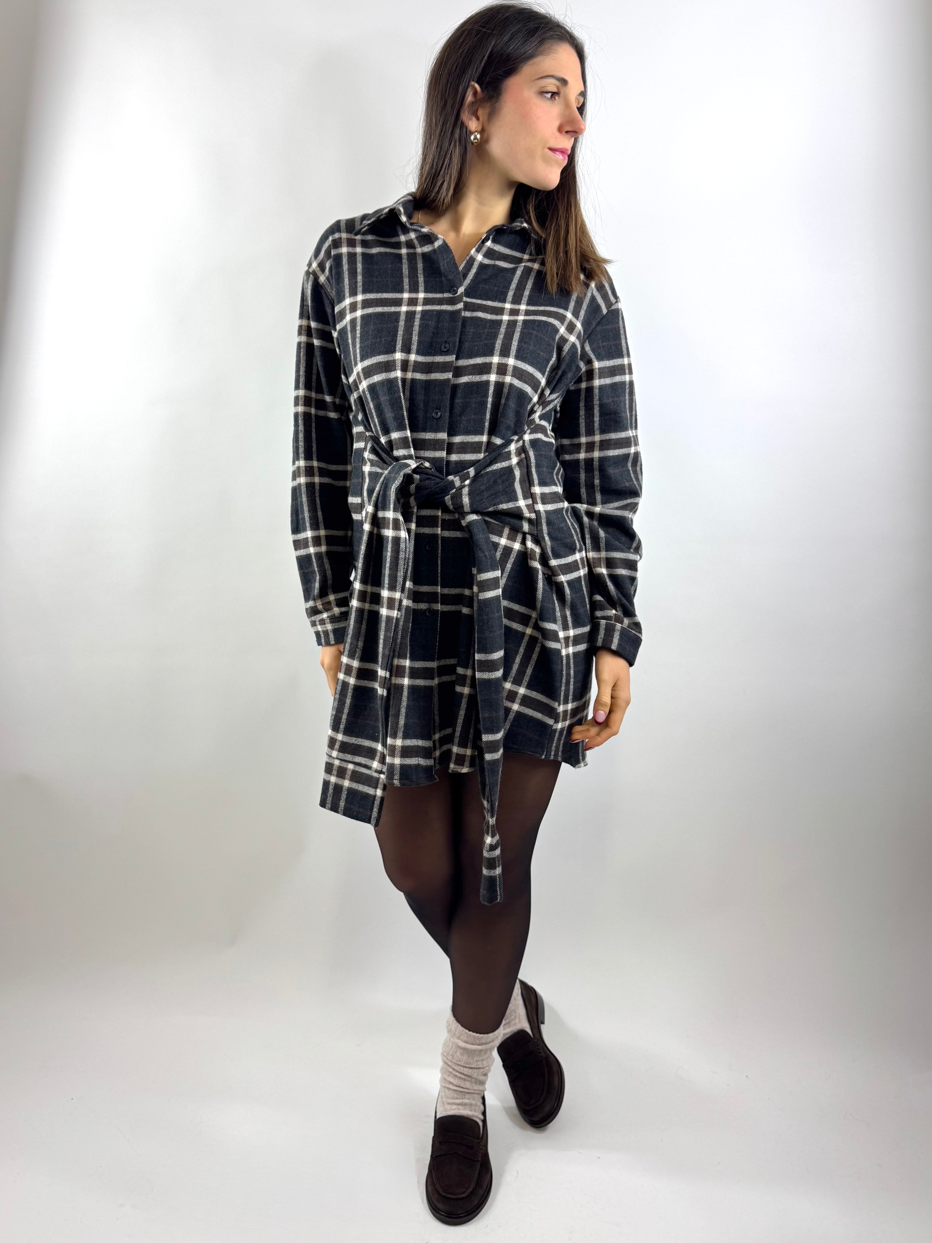 KIKISIX ABITO CHECK GRIGIO