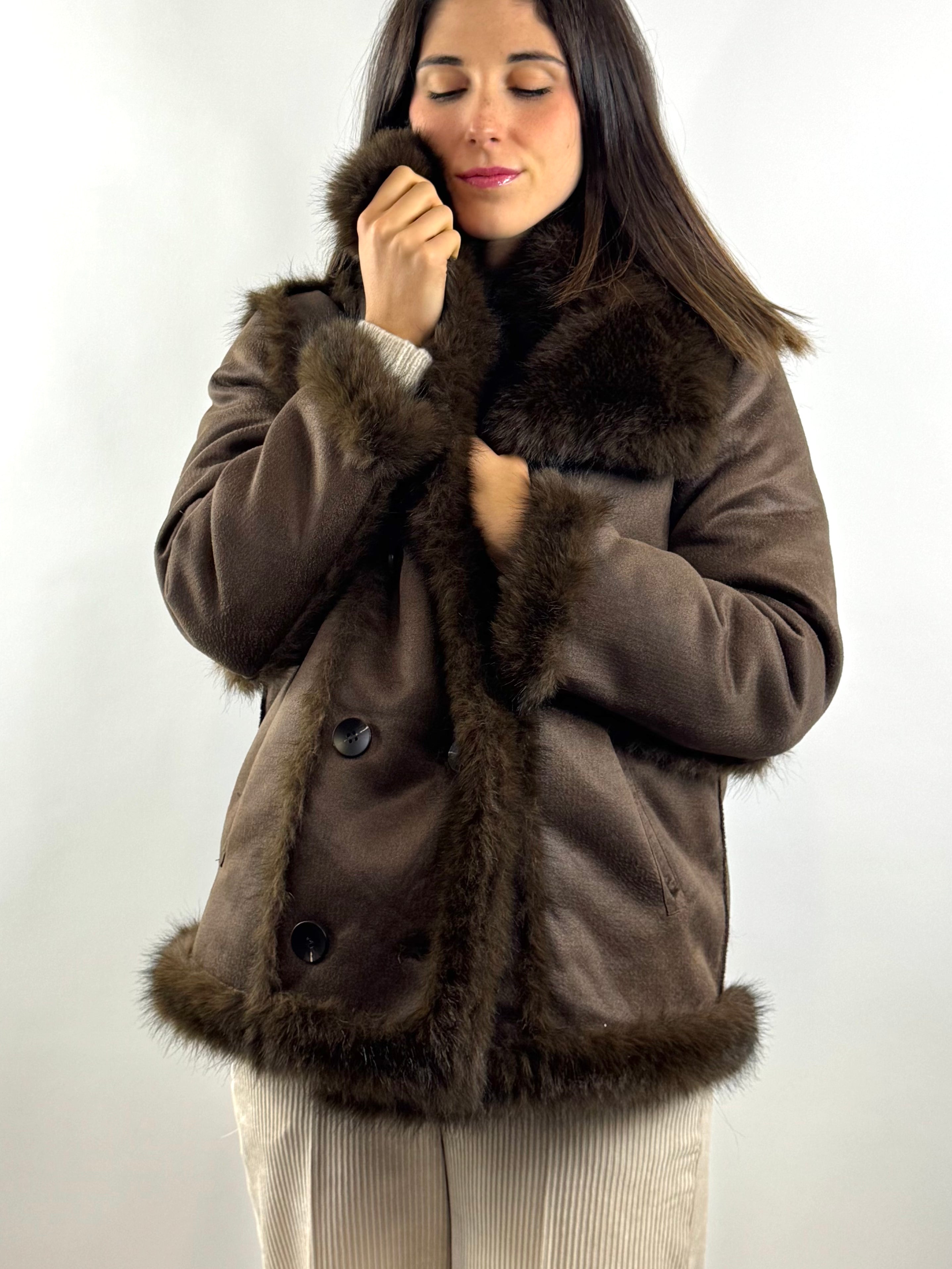 KIKISIX SHEARLING REVERSIBILE MORO