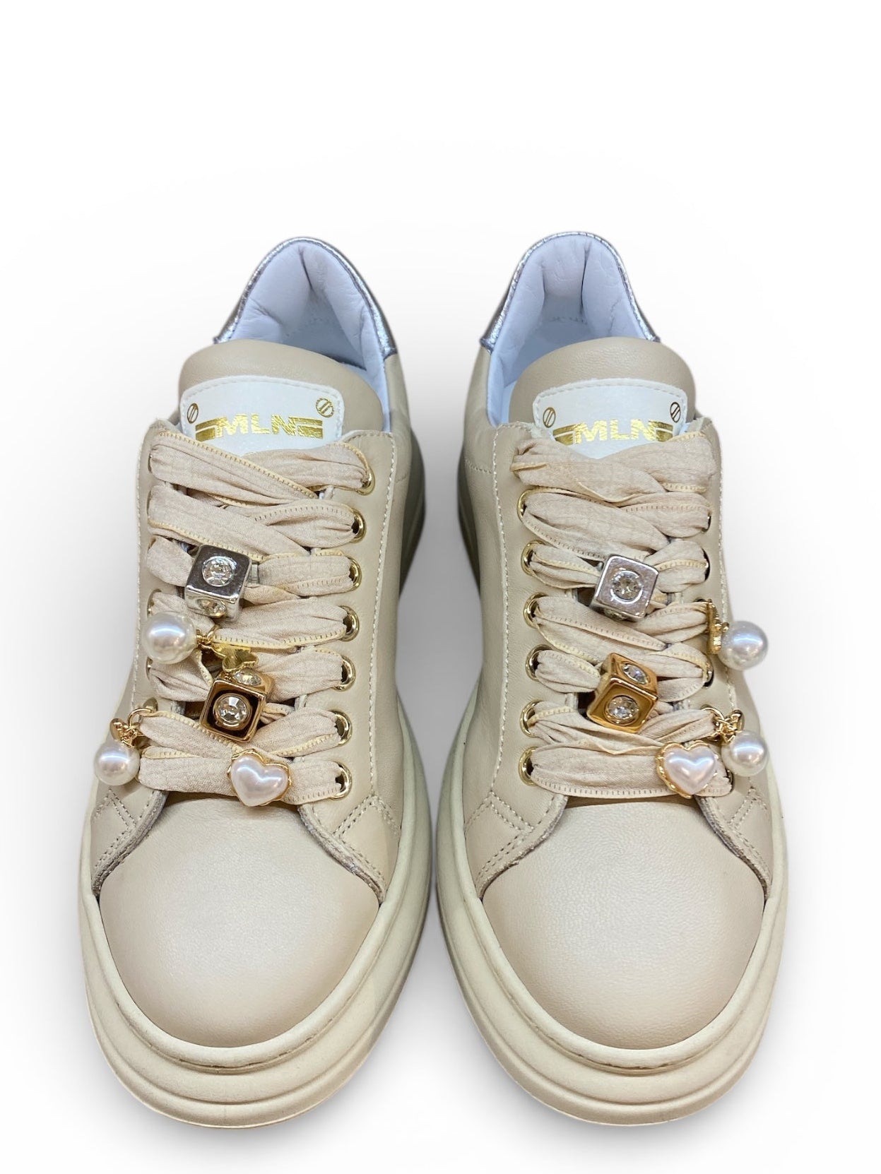 MELINE SNEAKERS IN PELLE CON CHARMS