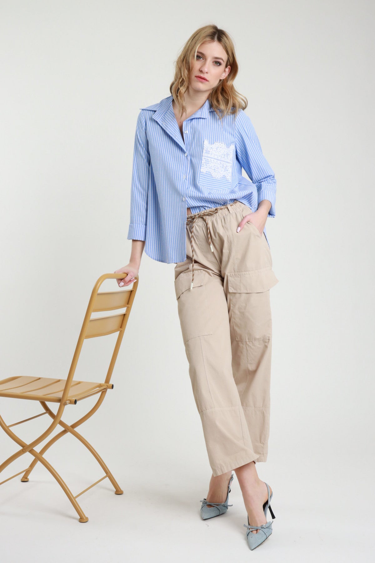 SUSY MIX PANTALONE CON TASCHE BEIGE
