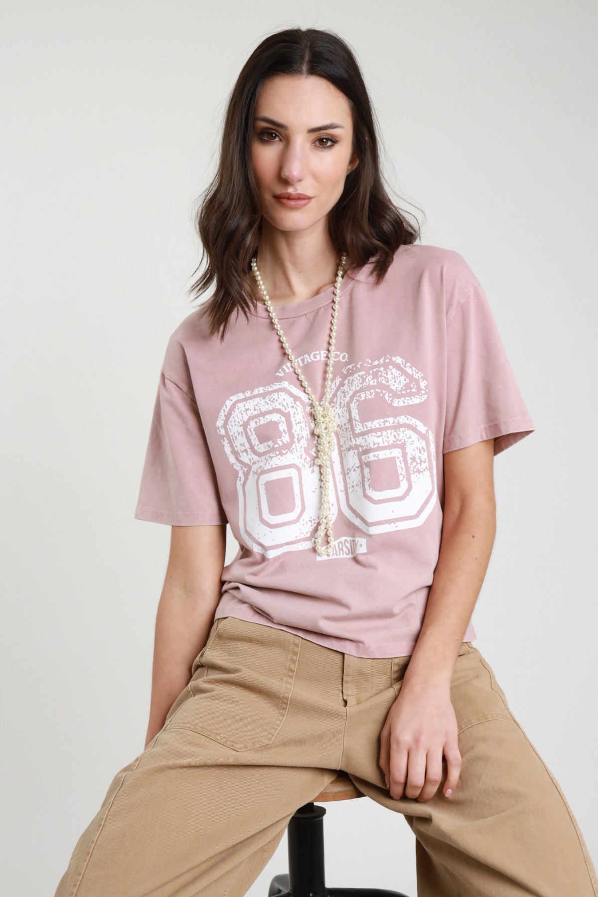 SUSY MIX T-SHIRT CON STAMPA ROSA