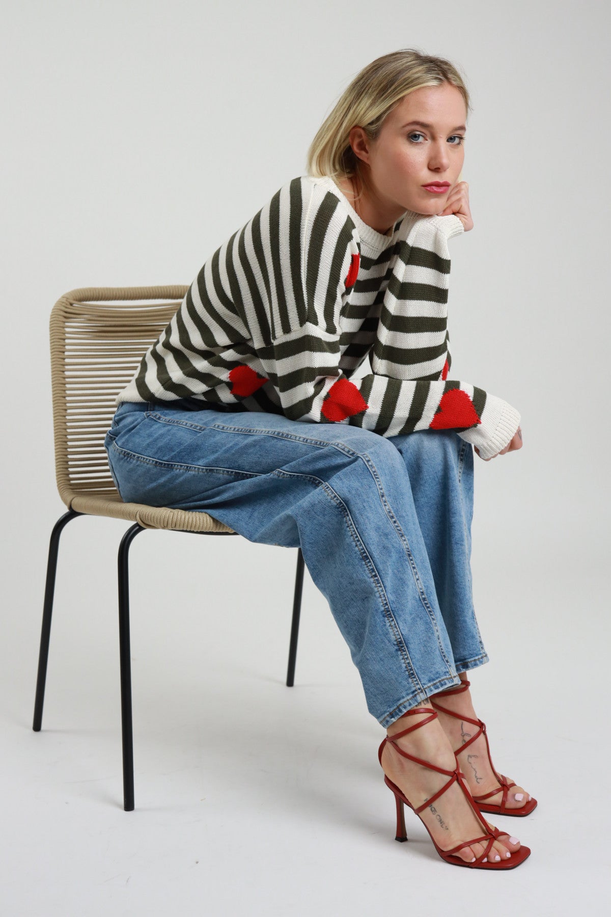 SUSY MIX MAGLIA RIGHE E CUORI