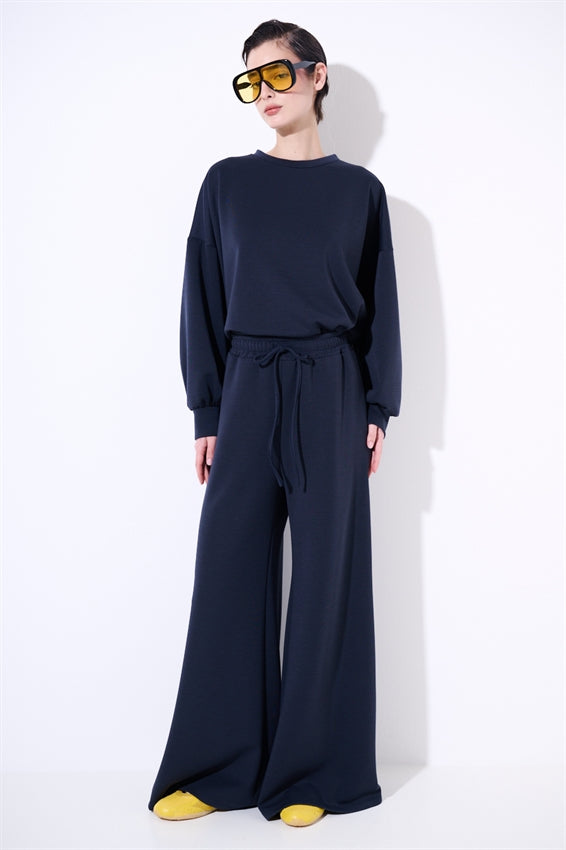 KIKISIX PANTALONE PALAZZO MODAL BLU