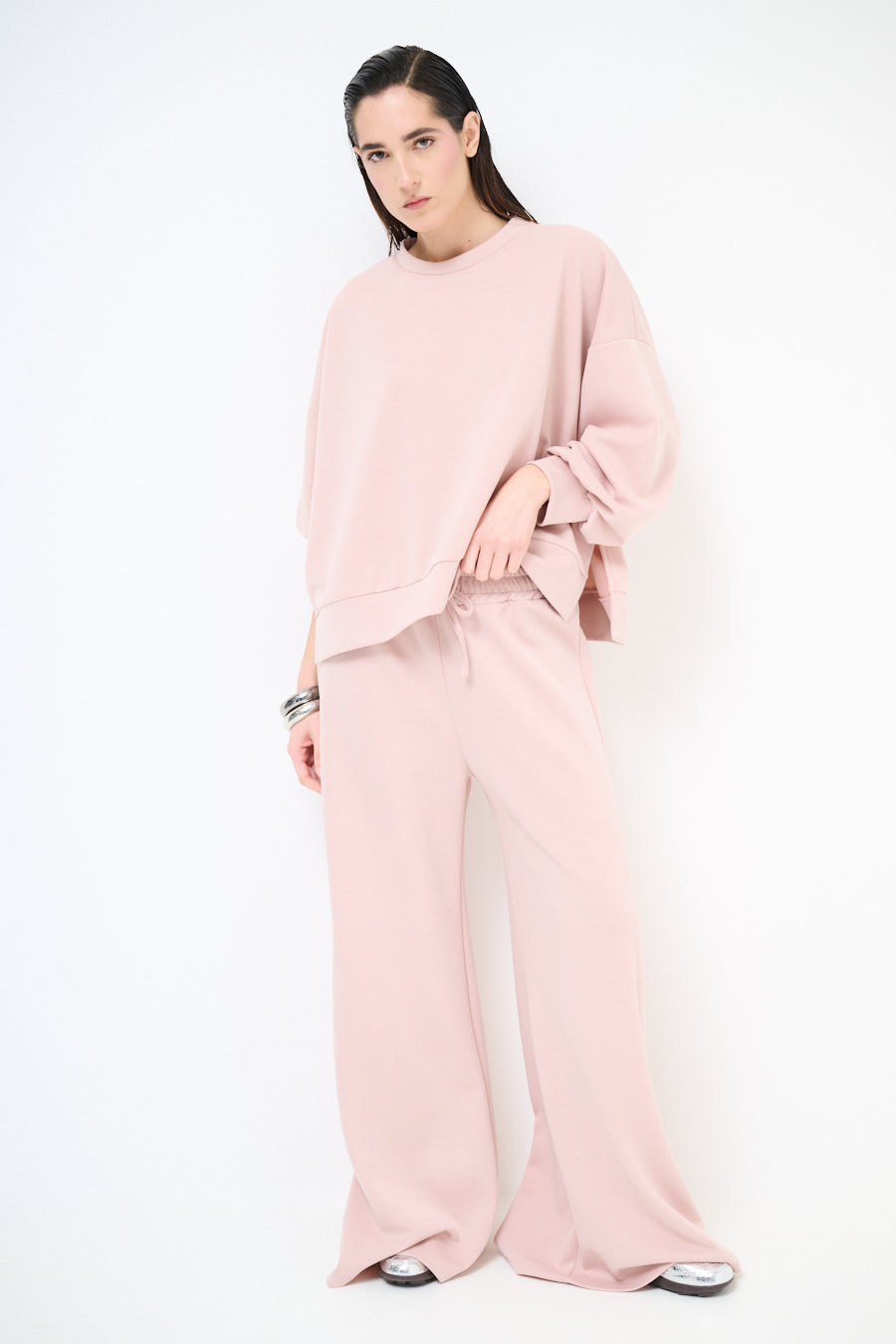 KIKISIX PANTALONE PALAZZO MODAL ROSA