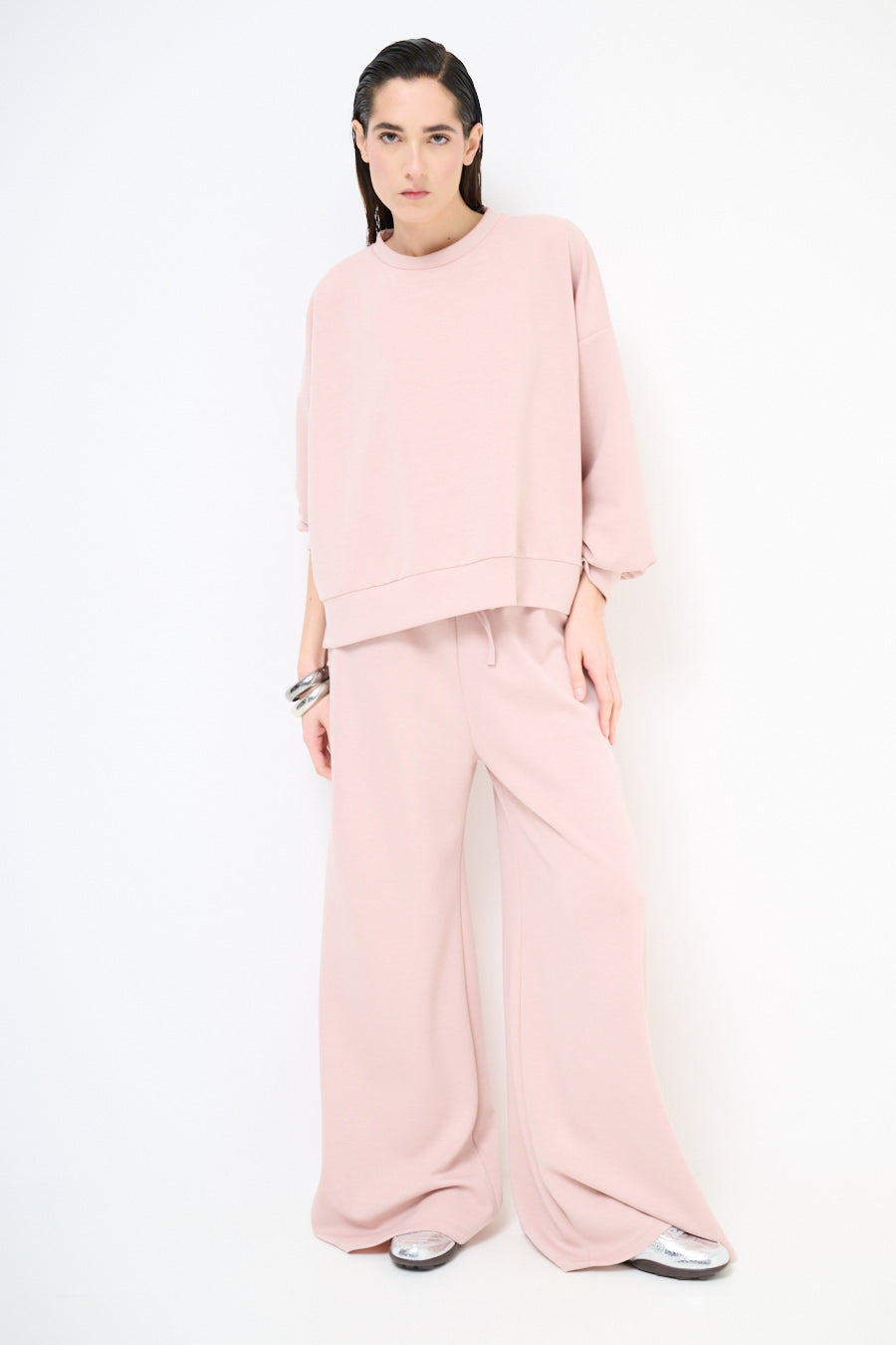 KIKISIX PANTALONE PALAZZO MODAL ROSA