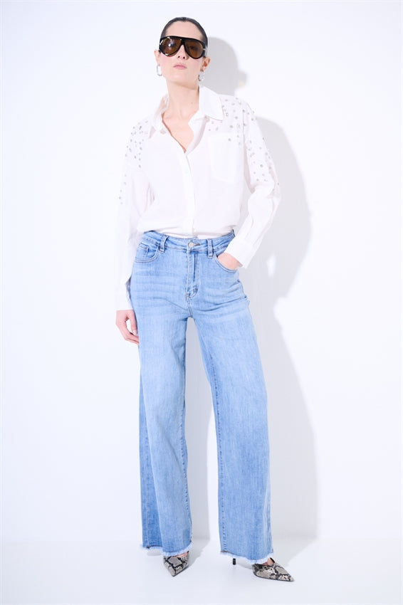 KIKISIX CAMICIA STRASS PANNA
