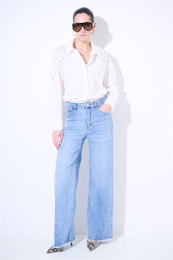 KIKISIX CAMICIA STRASS PANNA