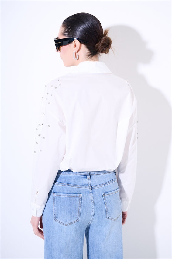 KIKISIX CAMICIA STRASS PANNA