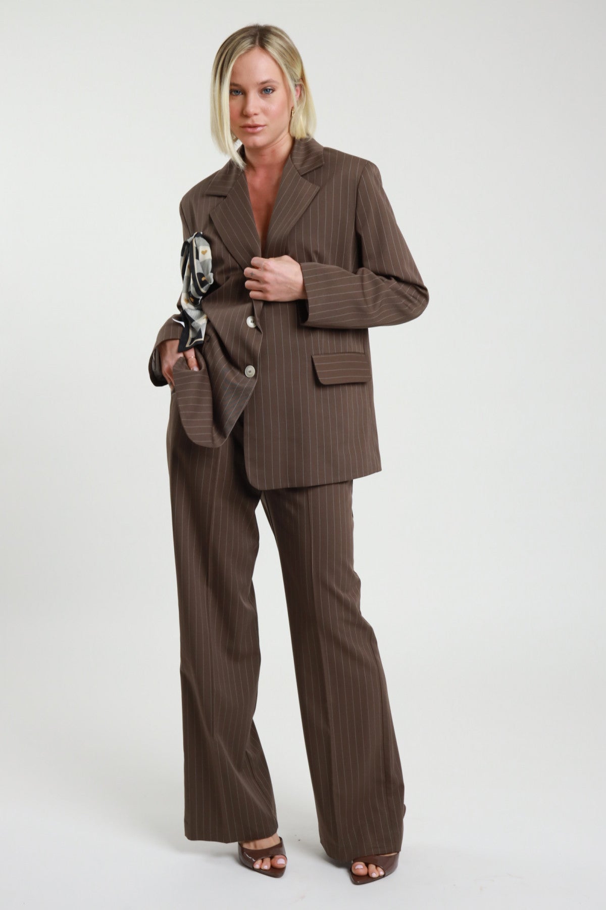 SUSY MIX PANTALONE GESSATO MORO