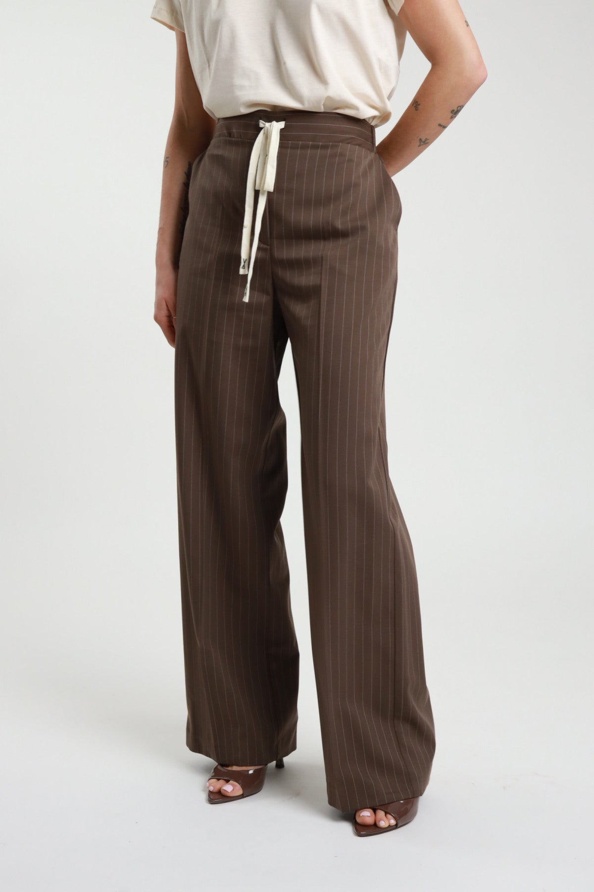 SUSY MIX PANTALONE GESSATO MORO